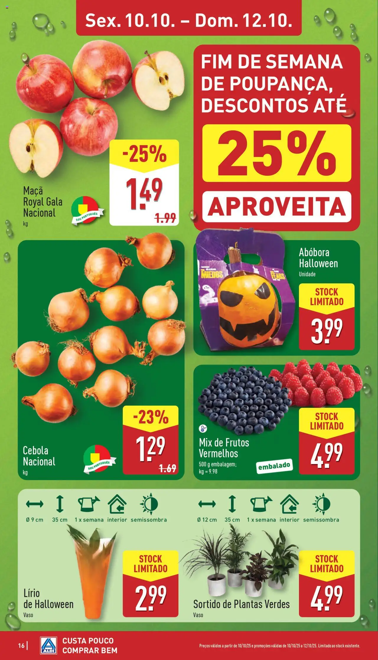 Aldi folheto │ válido de 06.10.2025 | Página: 16 | Produtos: Cebola, Maça, Vaso, Abóbora