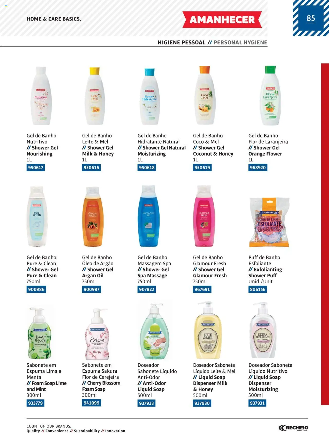 Recheio Amanhecer │ válido de 11.07.2024 | Página: 85 | Produtos: Sabonete líquido, Gel de banho, Banho, Óleo