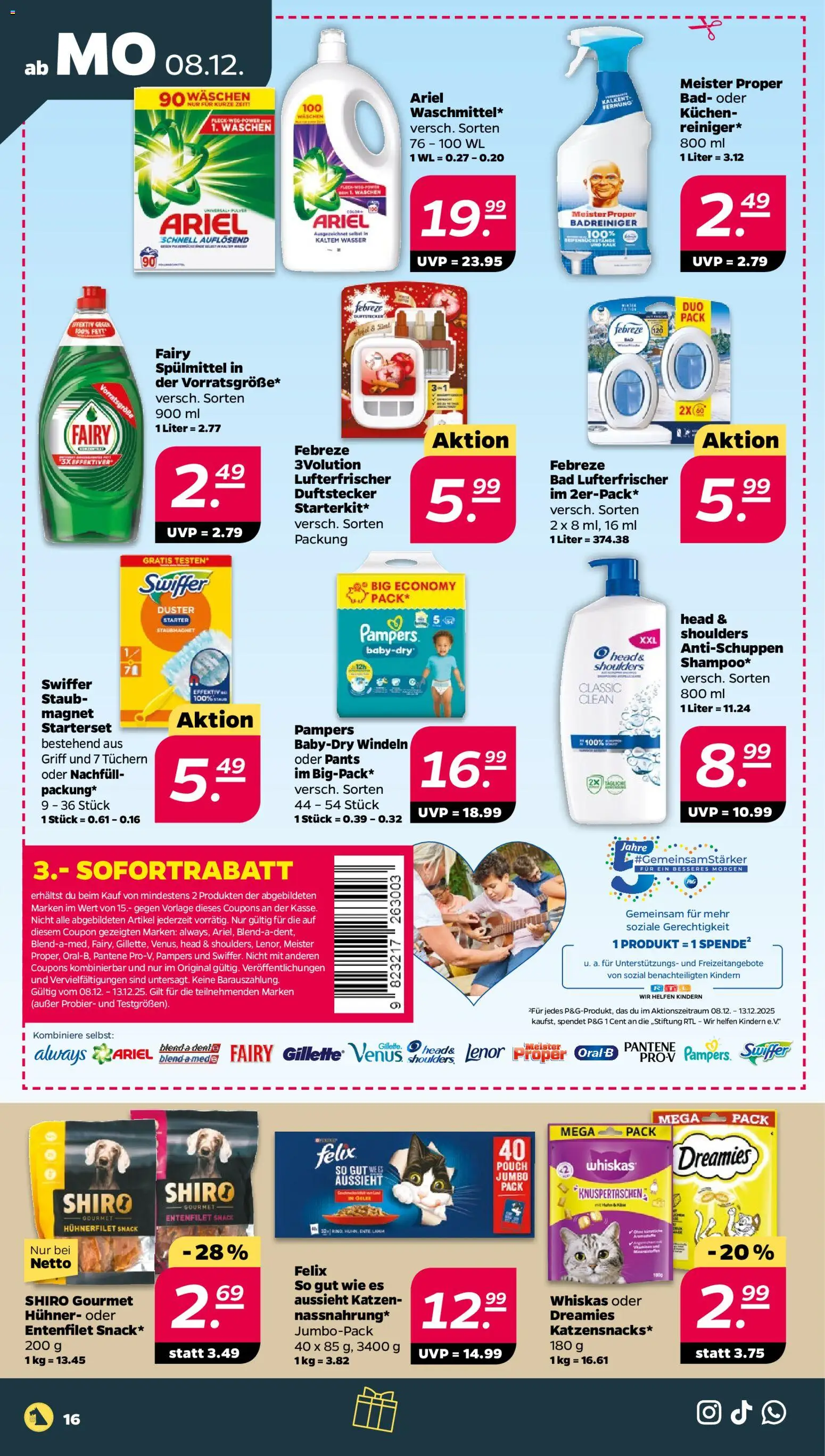 Netto Prospekt 	 – gültig ab 08.12.2025 | Seite: 18 | Produkte: Lenor, Ariel, Wasser, Whiskas