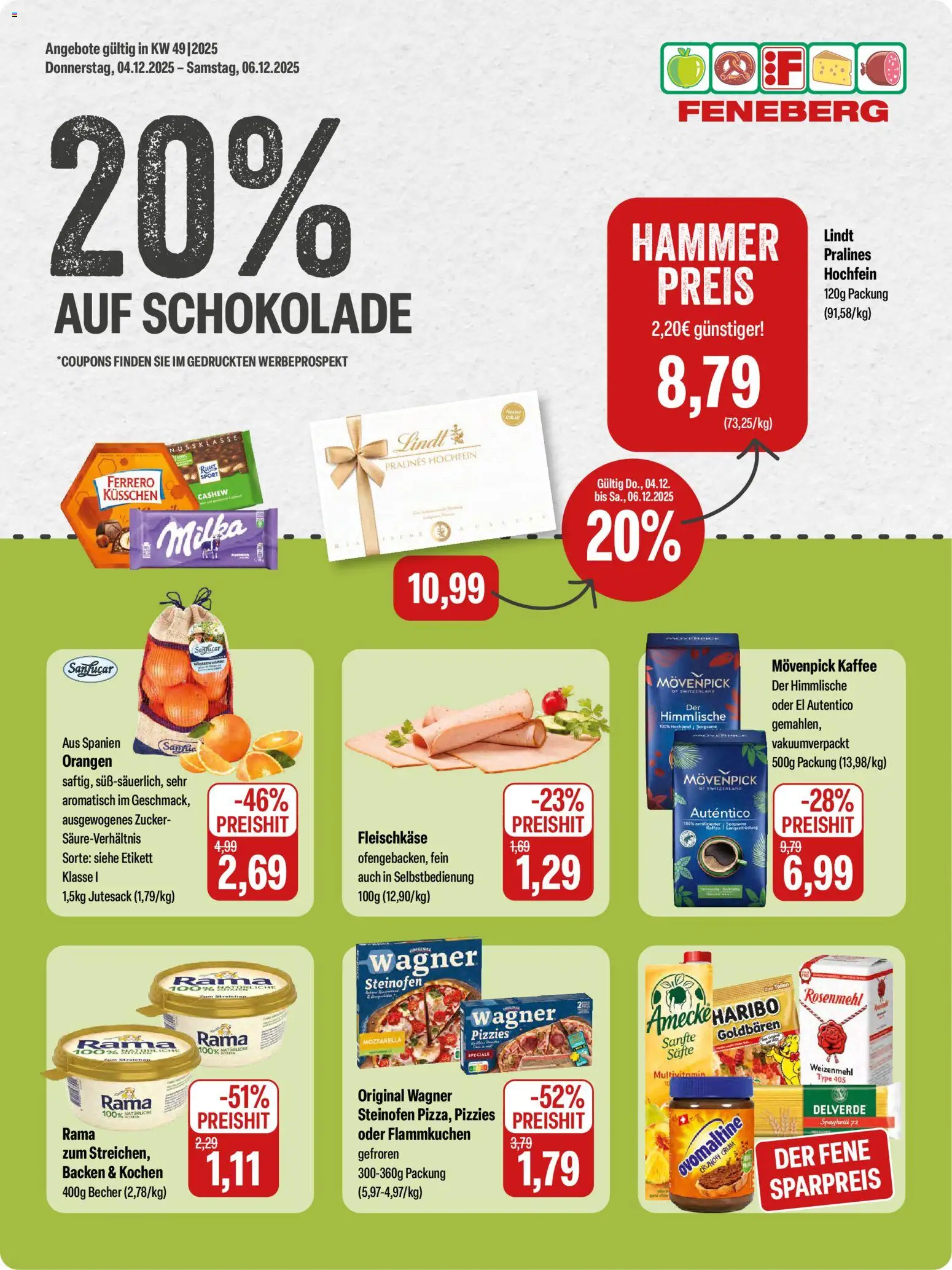 Feneberg Angebote – gültig ab 04.12.2025 | Seite: 1 | Produkte: Kaffee, Schokolade, Orangen, Movenpick kaffee