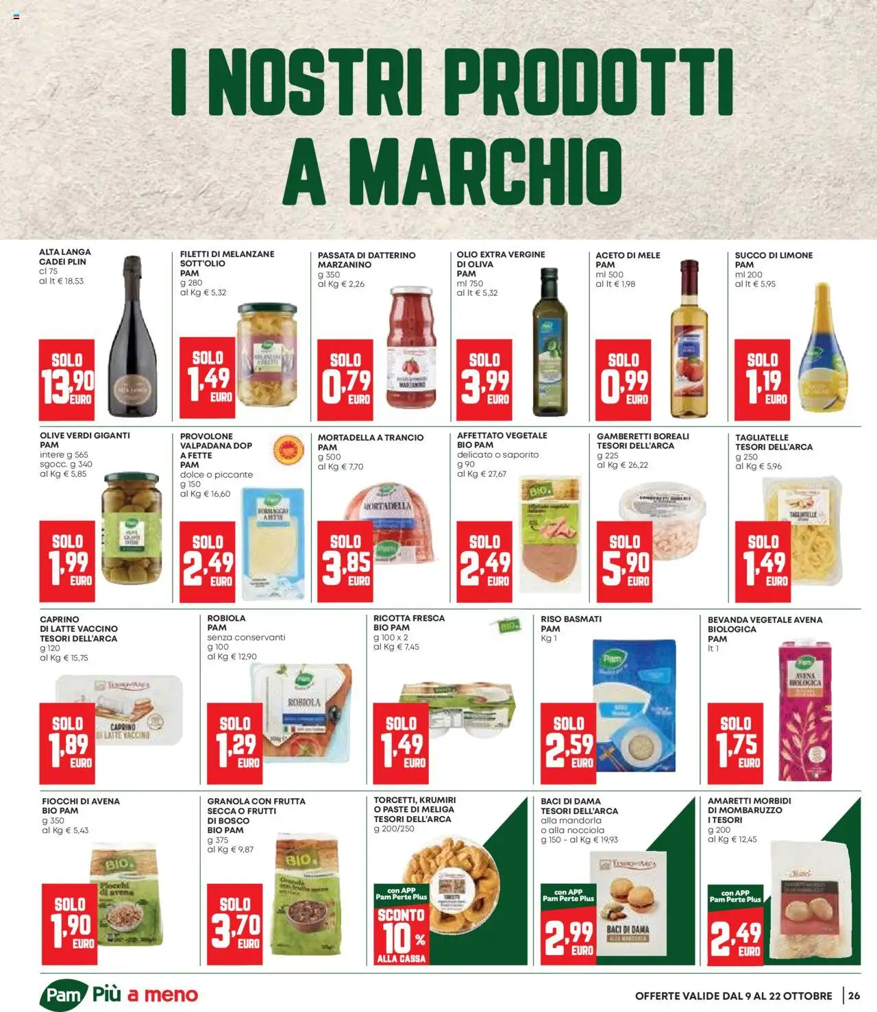 Volantino Panorama del 09.10.2025 | Pagina: 26 | Prodotti: Riso Basmati, Succo, Tagliatelle, Olio extra vergine