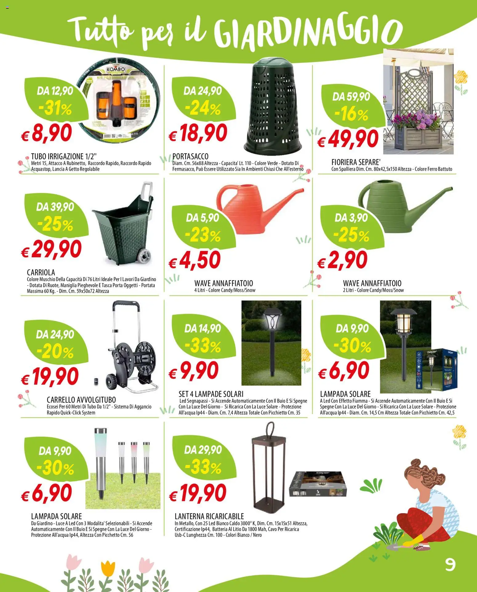 Volantino Famila del 12.03.2026 | Pagina: 9 | Prodotti: Annaffiatoio, Tubo, Carrello, Lampada