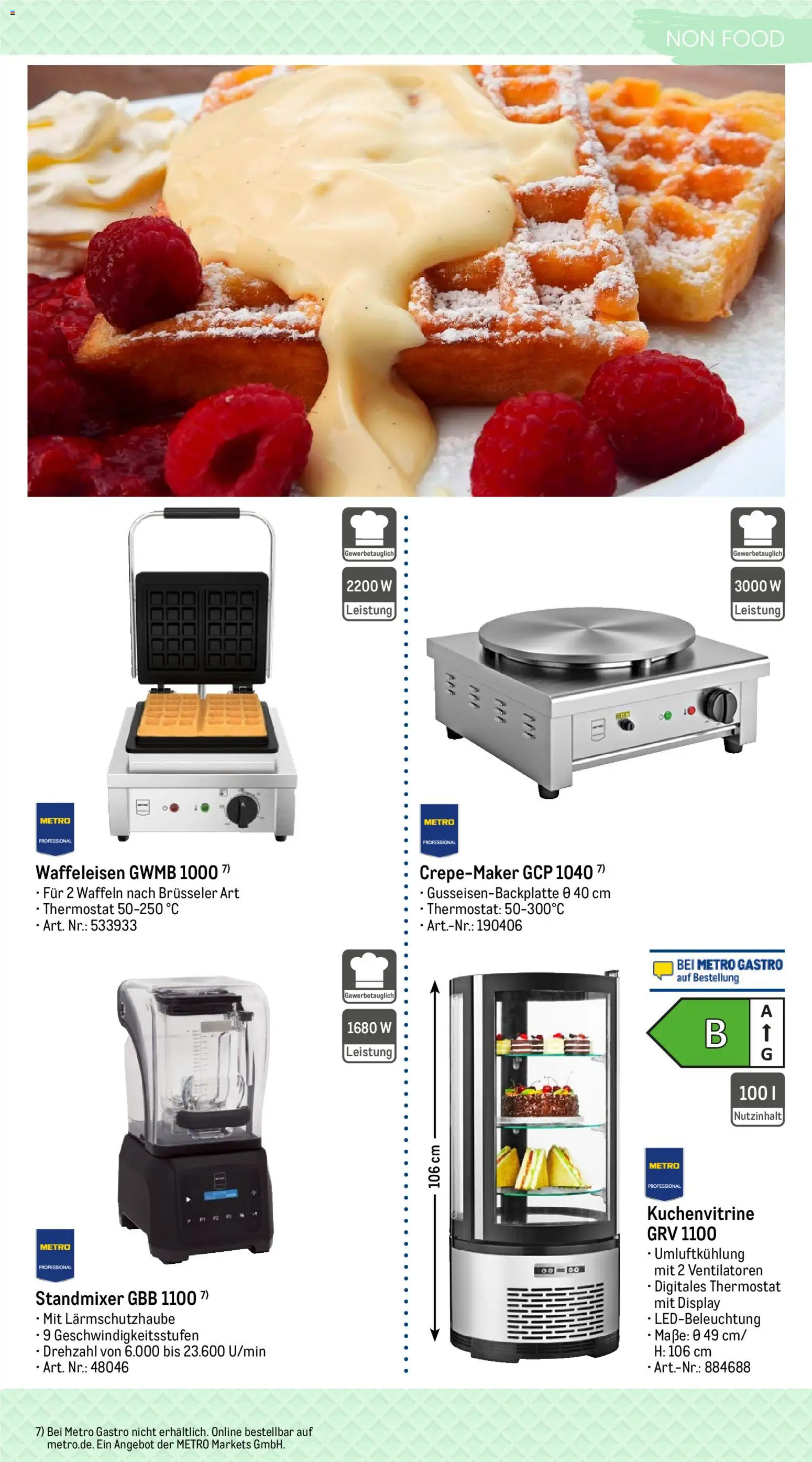 Metro Highlights Eisdiele und Café – gültig ab 09.03.2026 | Seite: 14 | Produkte: Waffeln, Waffeleisen