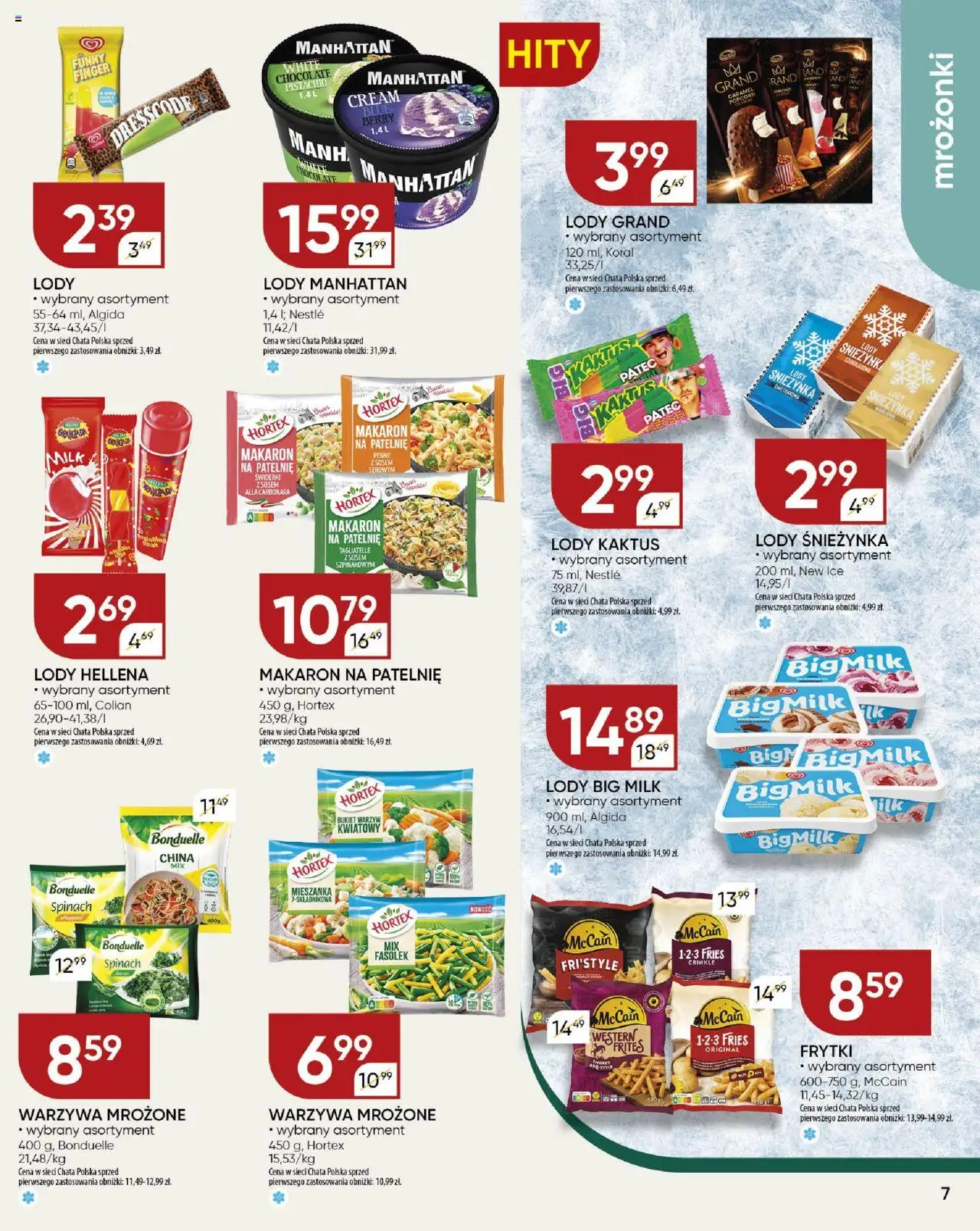 Chata Polska Gazetka od 17.06.2025 | Strona: 7 | Produkty: Lody manhattan, Popcorn, Makaron, Warzywa