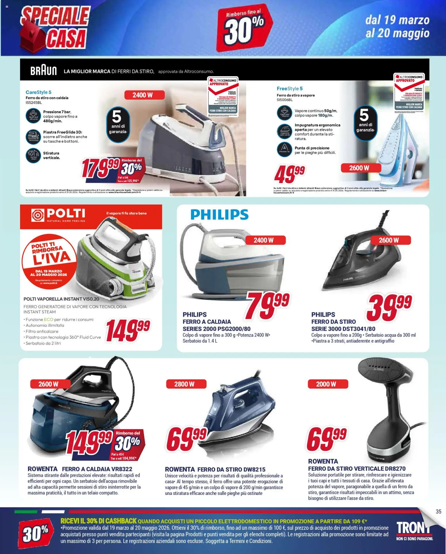 Volantino Trony volantino Speciale Casa Sardegna del 19.03.2026 | Pagina: 7 | Prodotti: Caldaia, Anticalcare, Acqua, Ferro da stiro