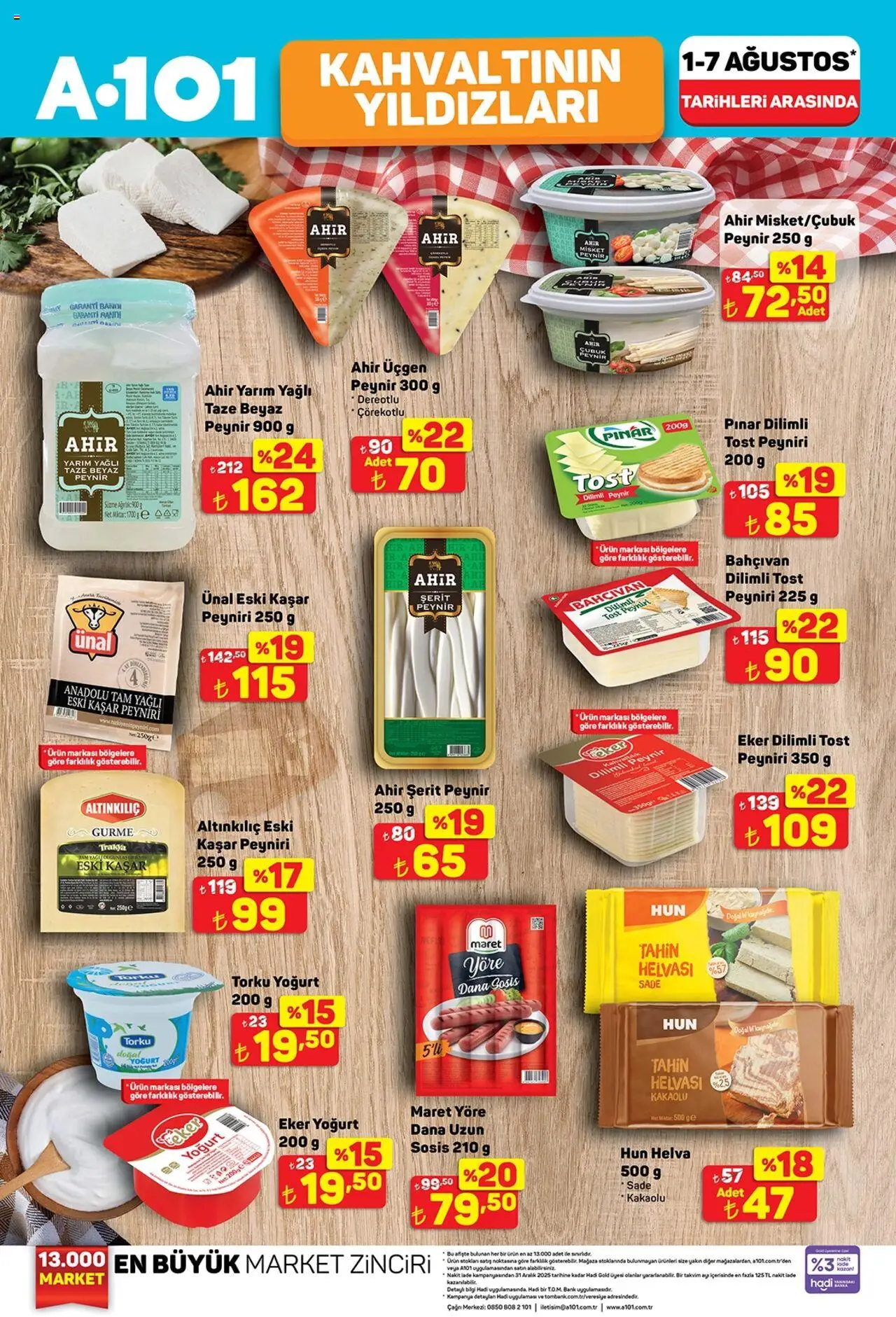 A101 Katalog - 01.08.2025 tarihinden itibaren geçerlidir | Sayfa: 4 | Ürünler: Peynir, Yoğurt, Sosis