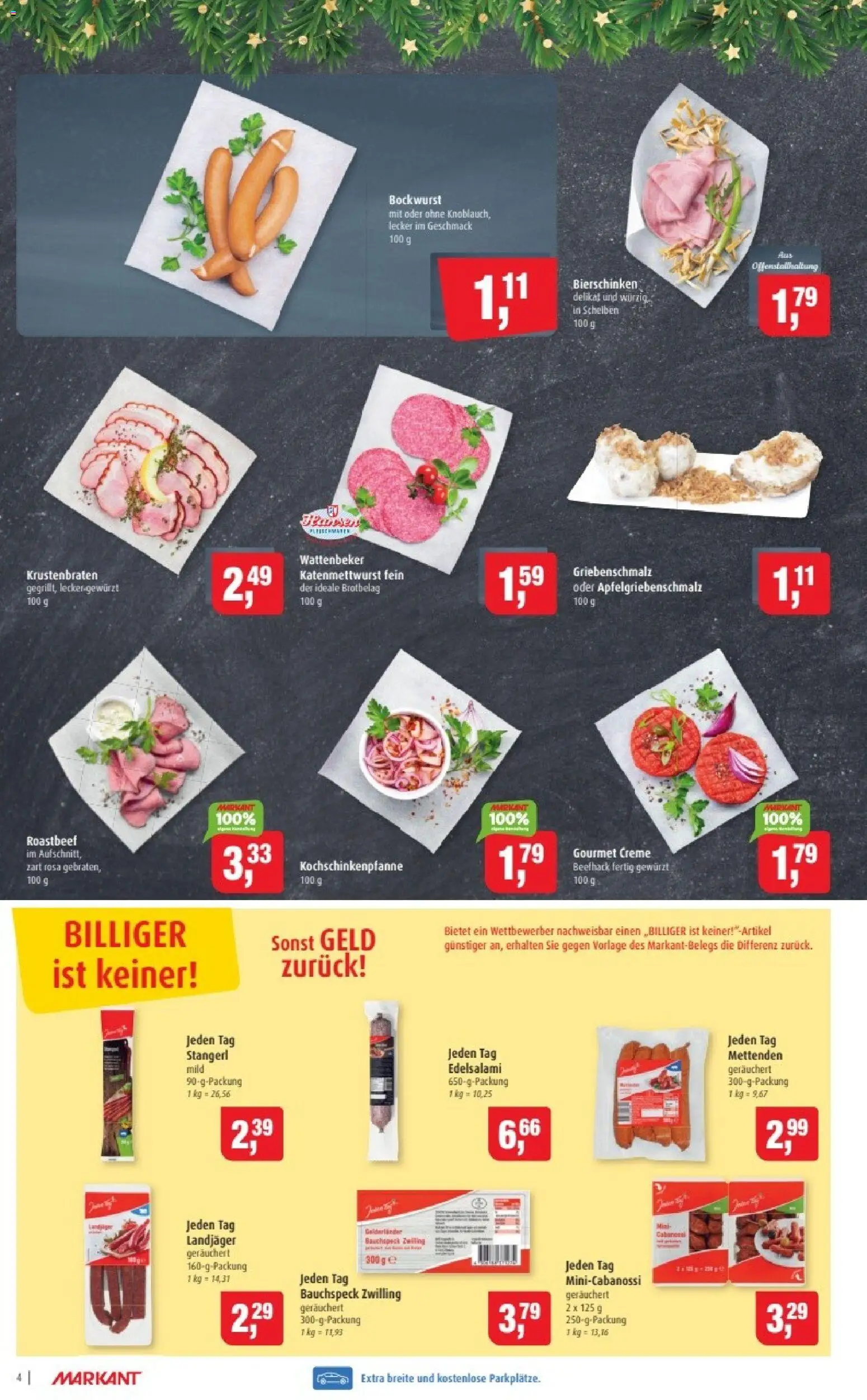 Markant Prospekt 	 – gültig ab 08.12.2025 | Seite: 4 | Produkte: Bockwurst, Krustenbraten, Creme, Roastbeef