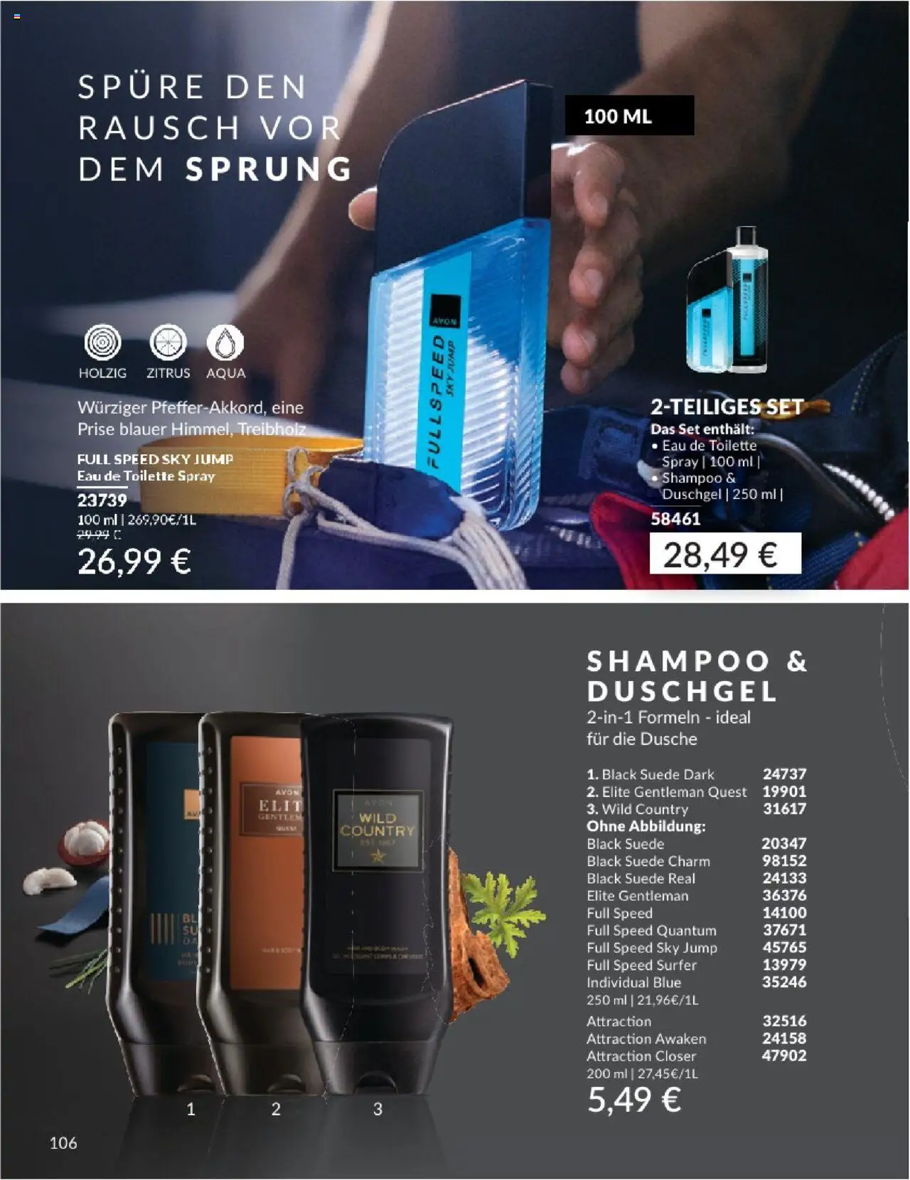 AVON Katalog August 2025 - gültig ab dem 01.08.2025 | Seite: 108 | Produkte: Toilette, Dusche, Eau de Toilette, Shampoo