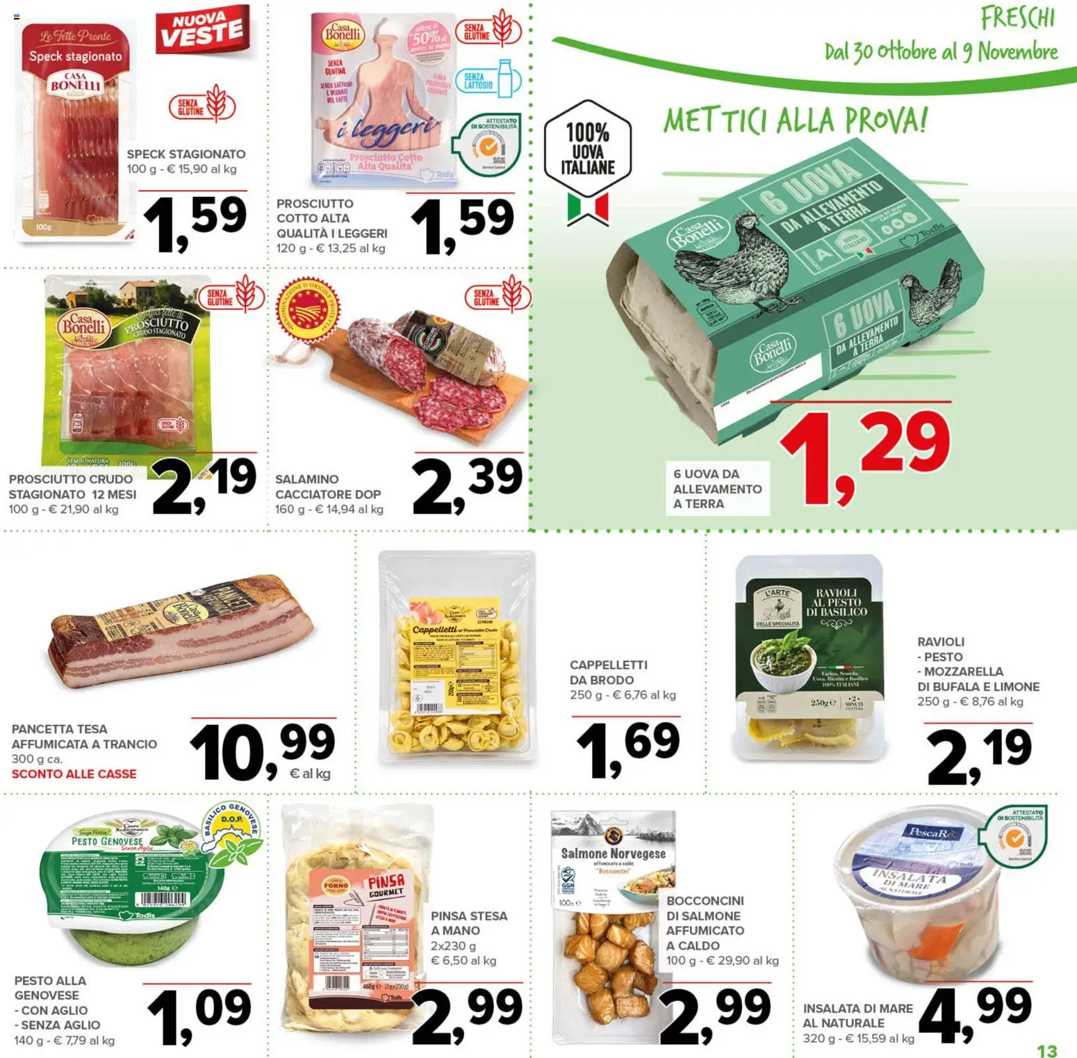 Volantino Todis del 30.10.2025 | Pagina: 13 | Prodotti: Speck, Salmone, Pancetta, Limone