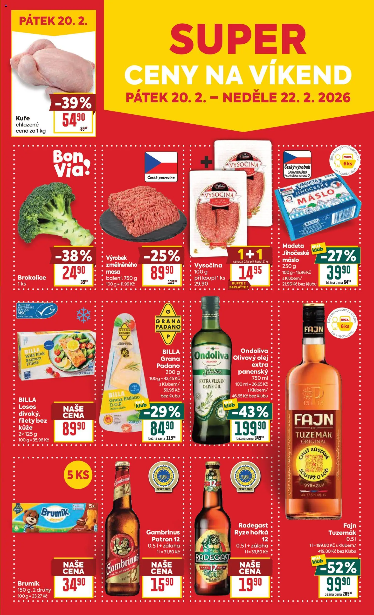 Billa Velký leták od 18.02.2026 | Strana: 29 | Produkty: Pivo, Síť, Losos, Jihočeské máslo