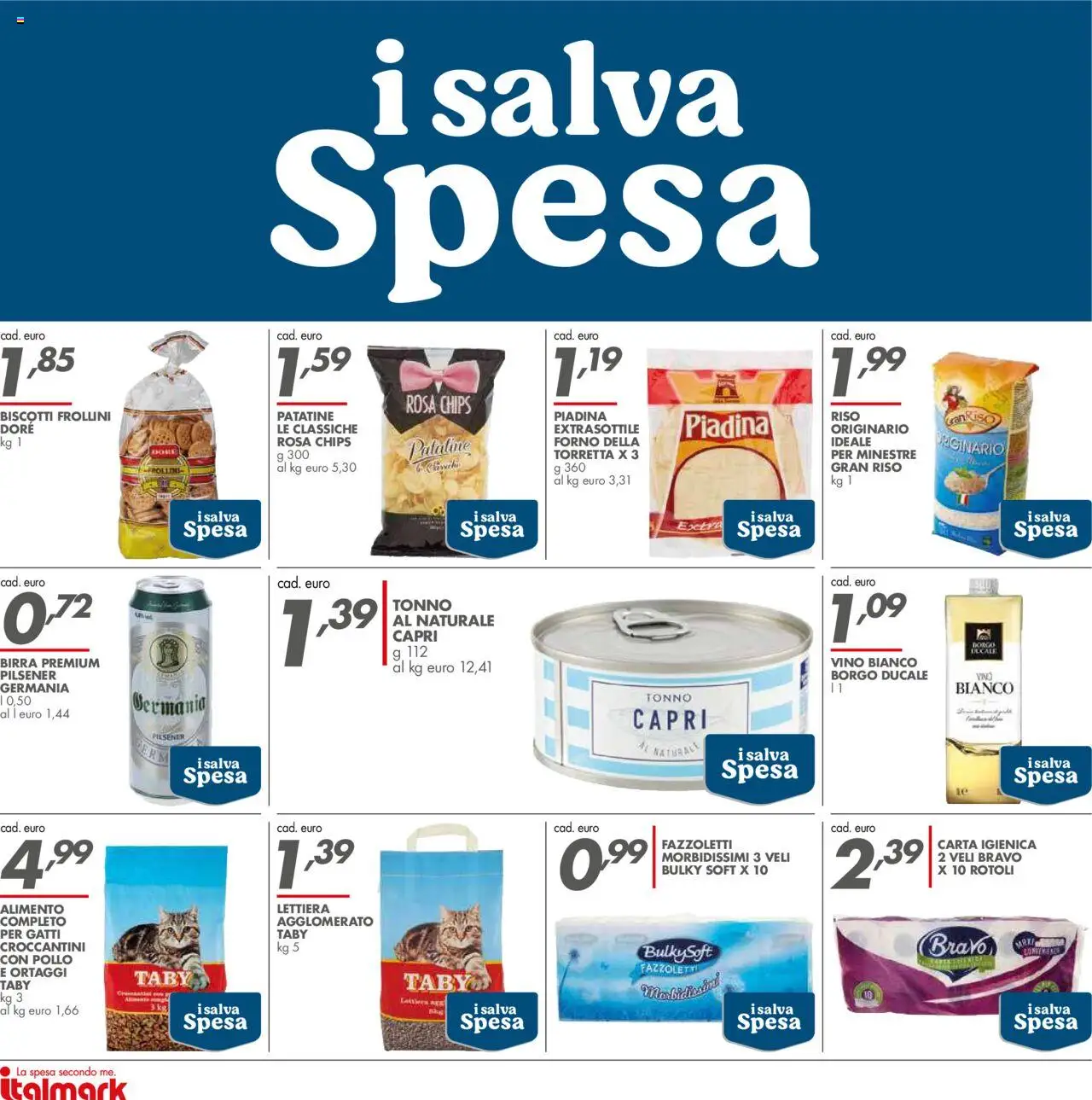 Volantino Italmark del 05.06.2025 | Pagina: 34 | Prodotti: Biscotti, Tonno, Tonno al naturale, Forno