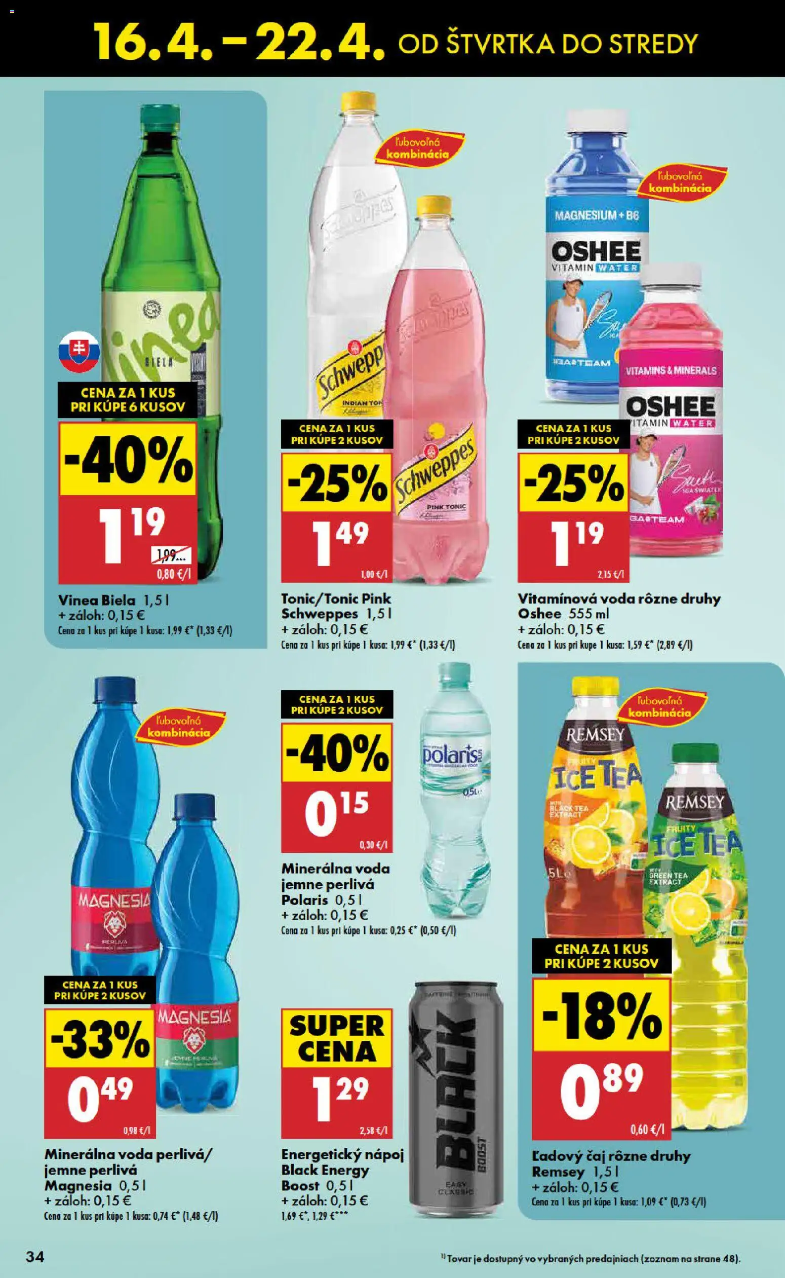 Nové Biedronka akcie – leták je platný od 16.04.2026 | Strana: 34 | Produkty: Čaj, Magnesia, Energetický nápoj, Vinea