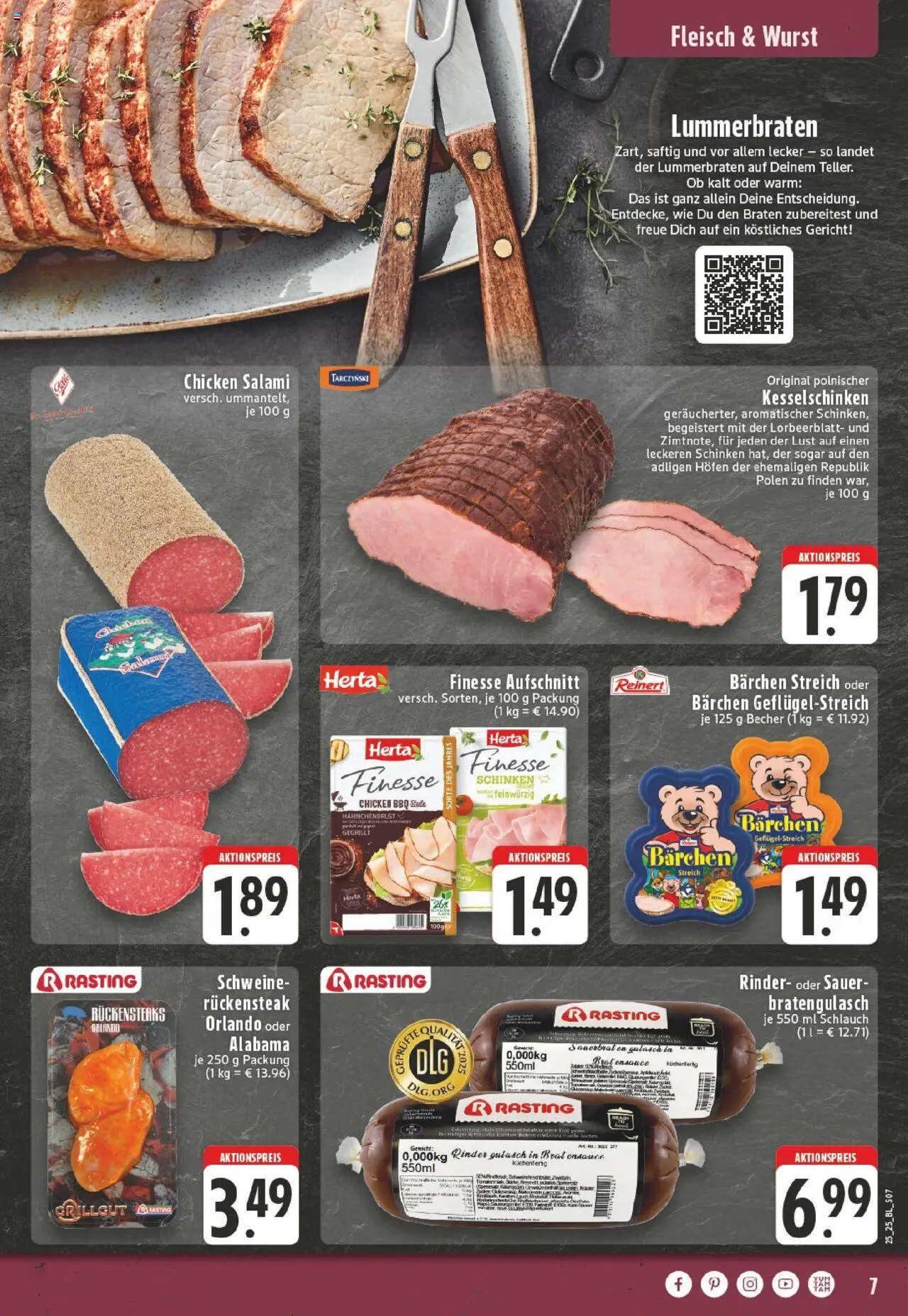Edeka prospekt Ostbevern	 - gültig ab dem 15.06.2025 | Seite: 7 | Produkte: Gewicht, Salami, Schinken, Steak
