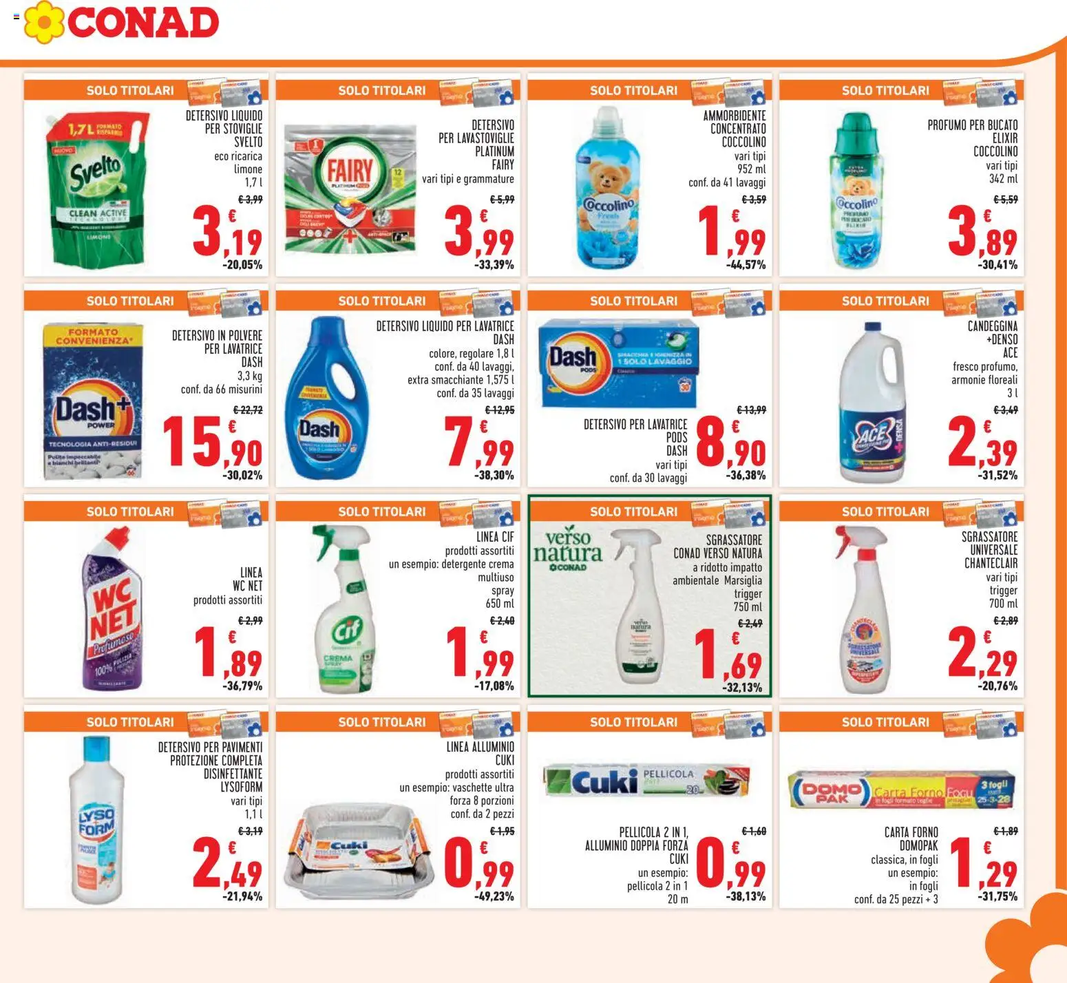 Volantino Conad del 10.12.2025 | Pagina: 27 | Prodotti: Detersivo per lavastoviglie, Sgrassatore, Pellicola, WC
