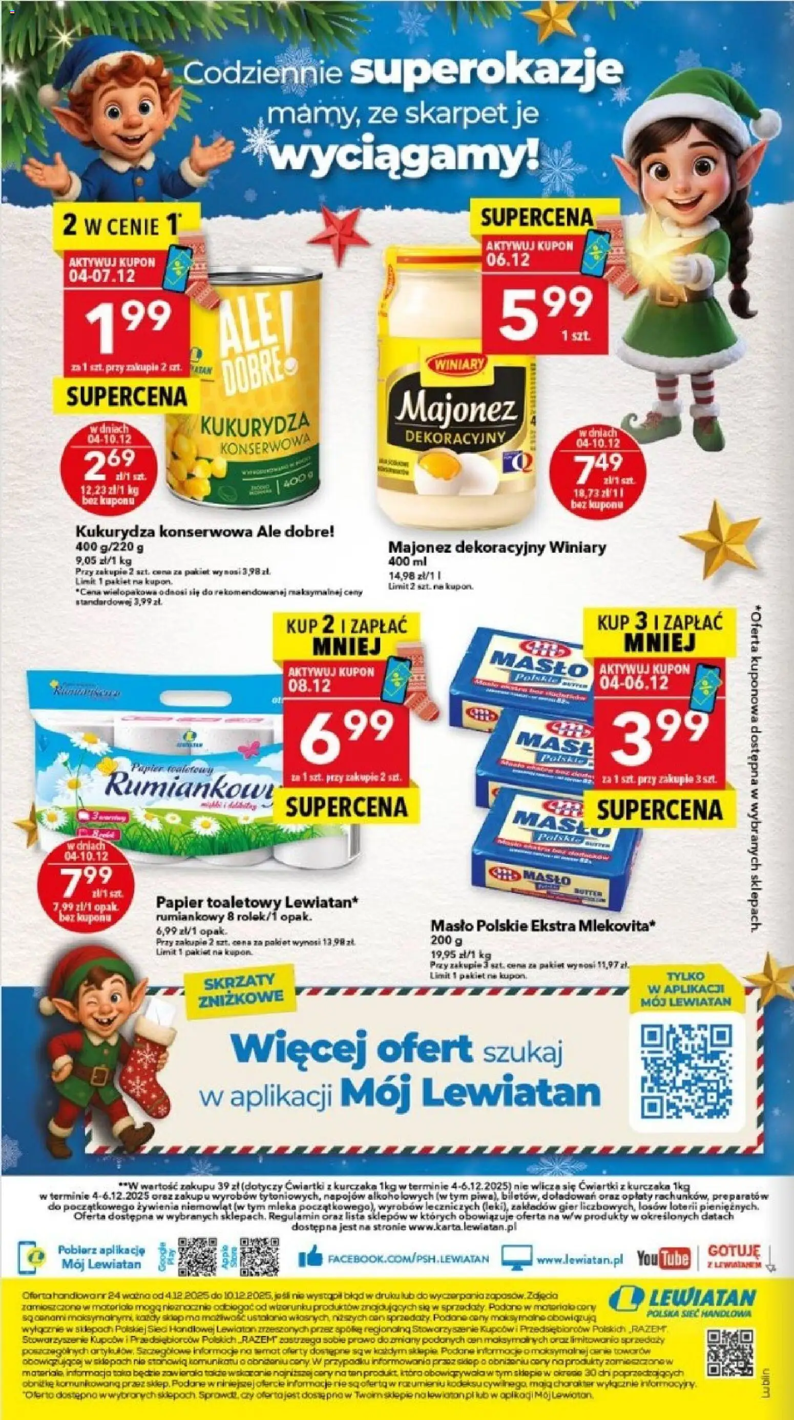 Lewiatan gazetka - Lublin od 04.12.2025 | Strona: 16 | Produkty: Papier toaletowy, Mleka, Kukurydza, Majonez