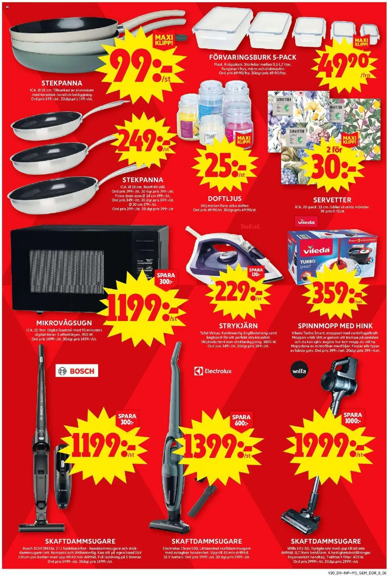 ICA Maxi reklamblad aktuell från 21.07.2025 | Sida: 8 | Produkter: Galler, Hink, Skaftdammsugare, Servetter