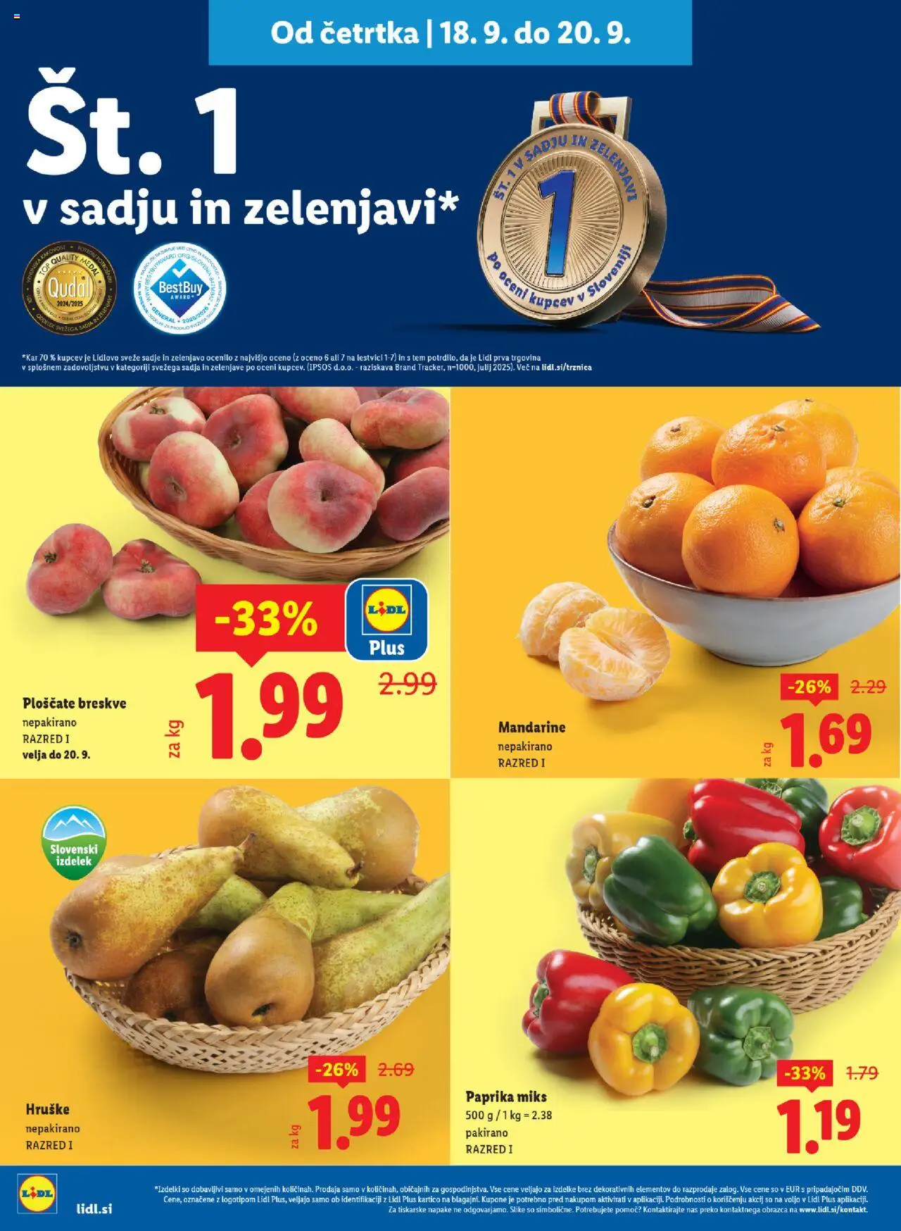 Novi Lidl katalog ponudbe – veljaven od 18.09.2025 | Stran: 4 | Izdelki: Paprika, Mandarine, Sadje, Hruške