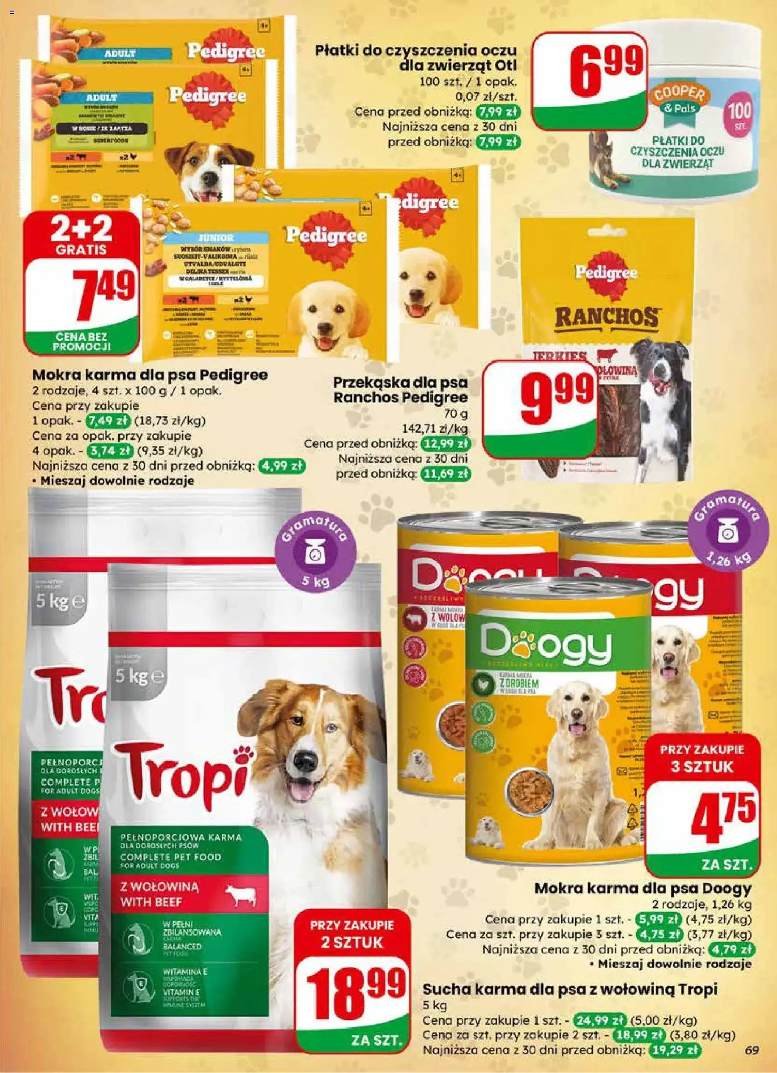 Dino gazetka od 01.04.2026 | Strona: 69 | Produkty: Pedigree, Karma dla psa, Sucha karma dla psa, Wołowina