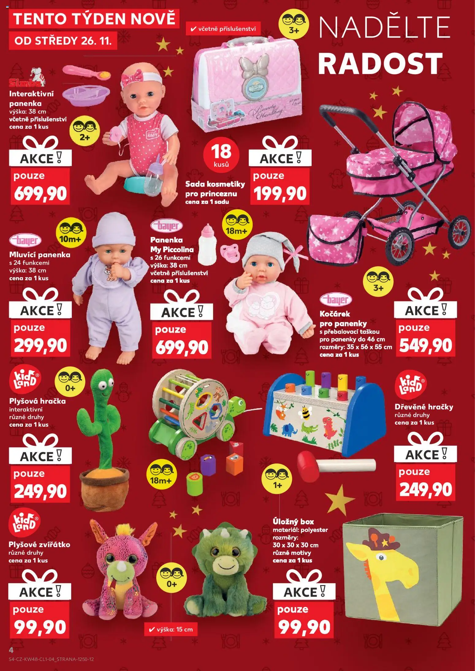 Kaufland leták - Praha 8 od 26.11.2025 | Strana: 4 | Produkty: Panenka, Box, Úložný box, Kočárek