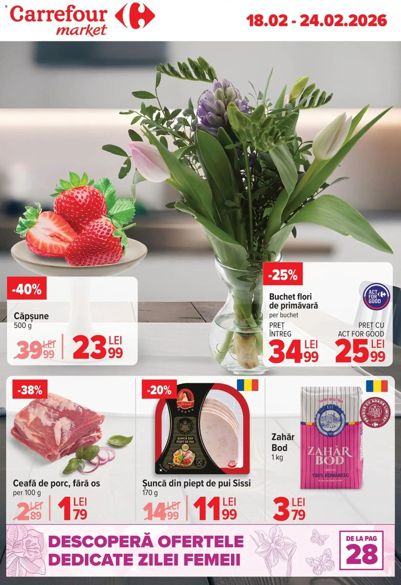 Noul catalog Carrefour – valabil de la 18.02.2026 | Pagină: 1 | Produse: Hacıyatmaz Kedi Oyuncağı, Șuncă, Zahăr