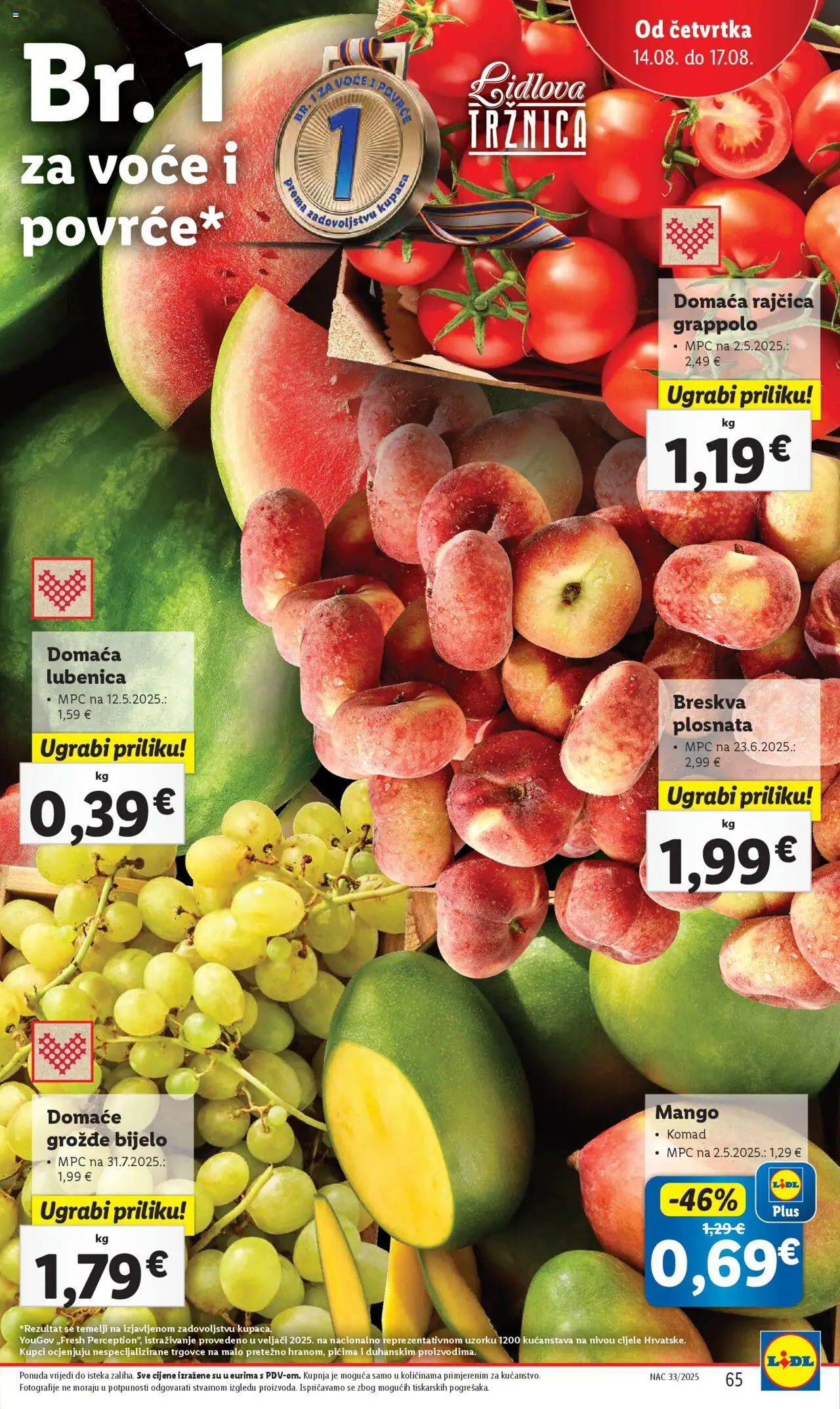 Lidl katalog | vrijedi od 11.08.2025 | Stranica: 65 | Proizvodi: Voće, Breskva, Lubenica, Grožđe