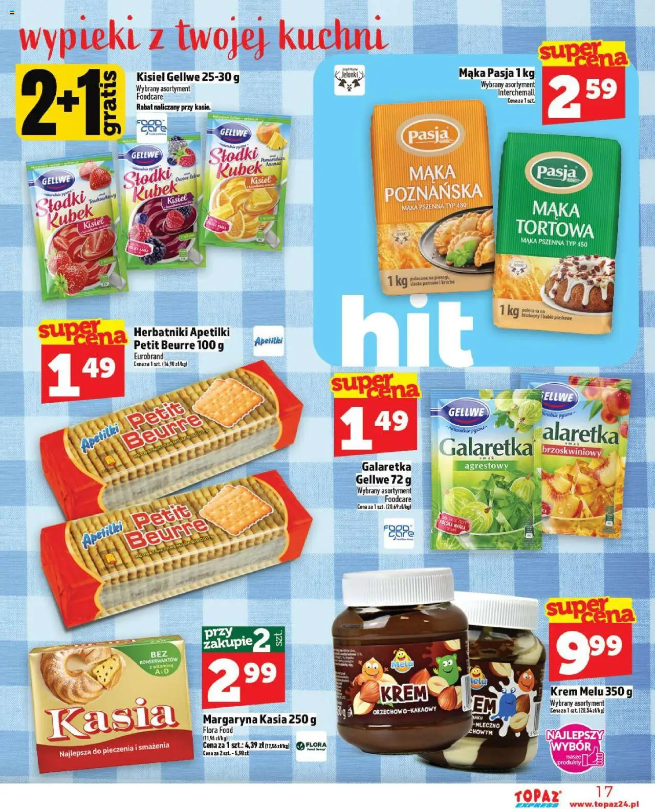 Topaz Gazetka - Express od 09.10.2025 | Strona: 17 | Produkty: Galaretka, Herbatniki, Margaryna, Krem