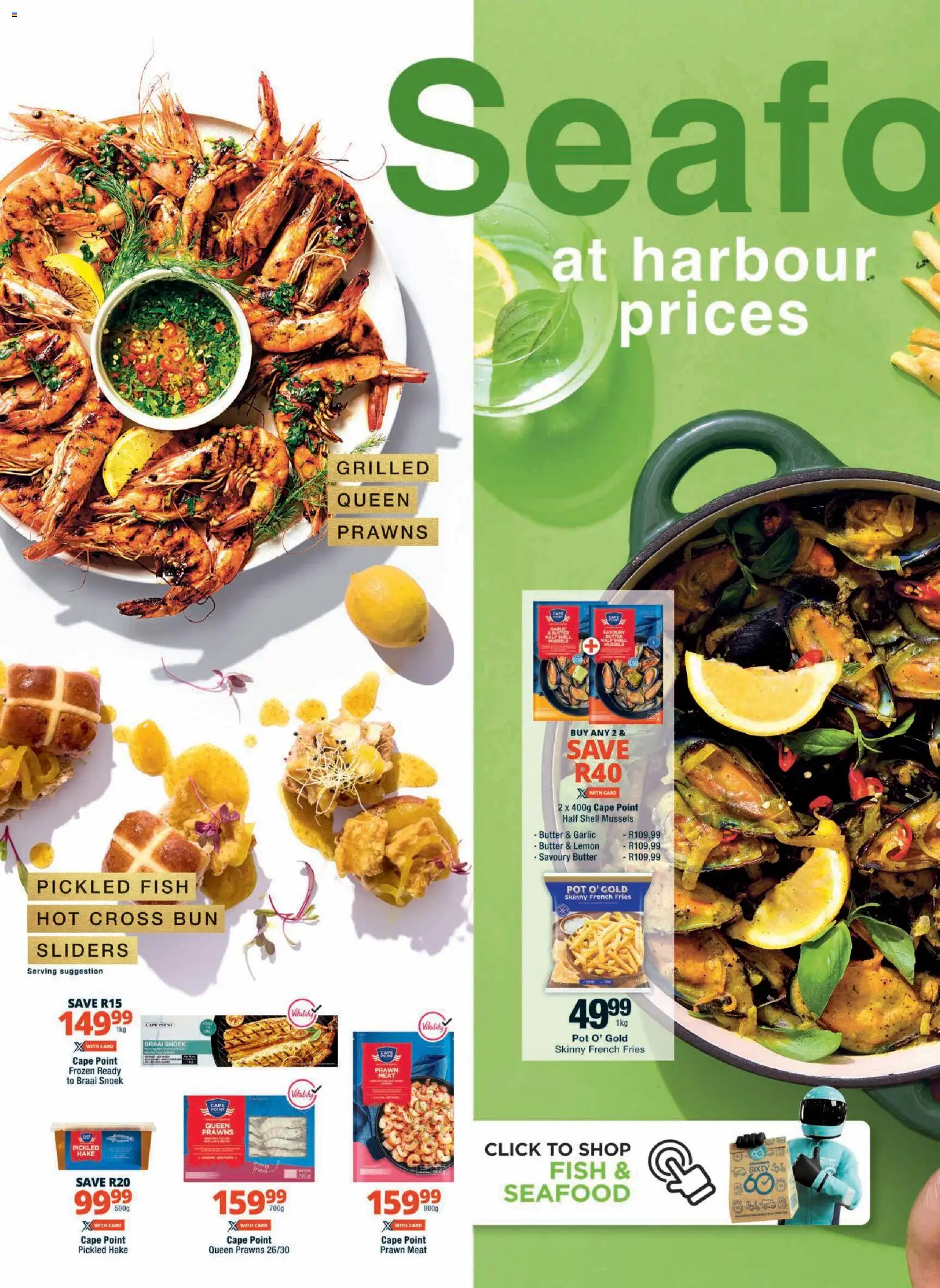 New Checkers catalogue – valid from 23.03.2026 | Page: 2 | Products: Fish, Seafood, Lemon, Garlic