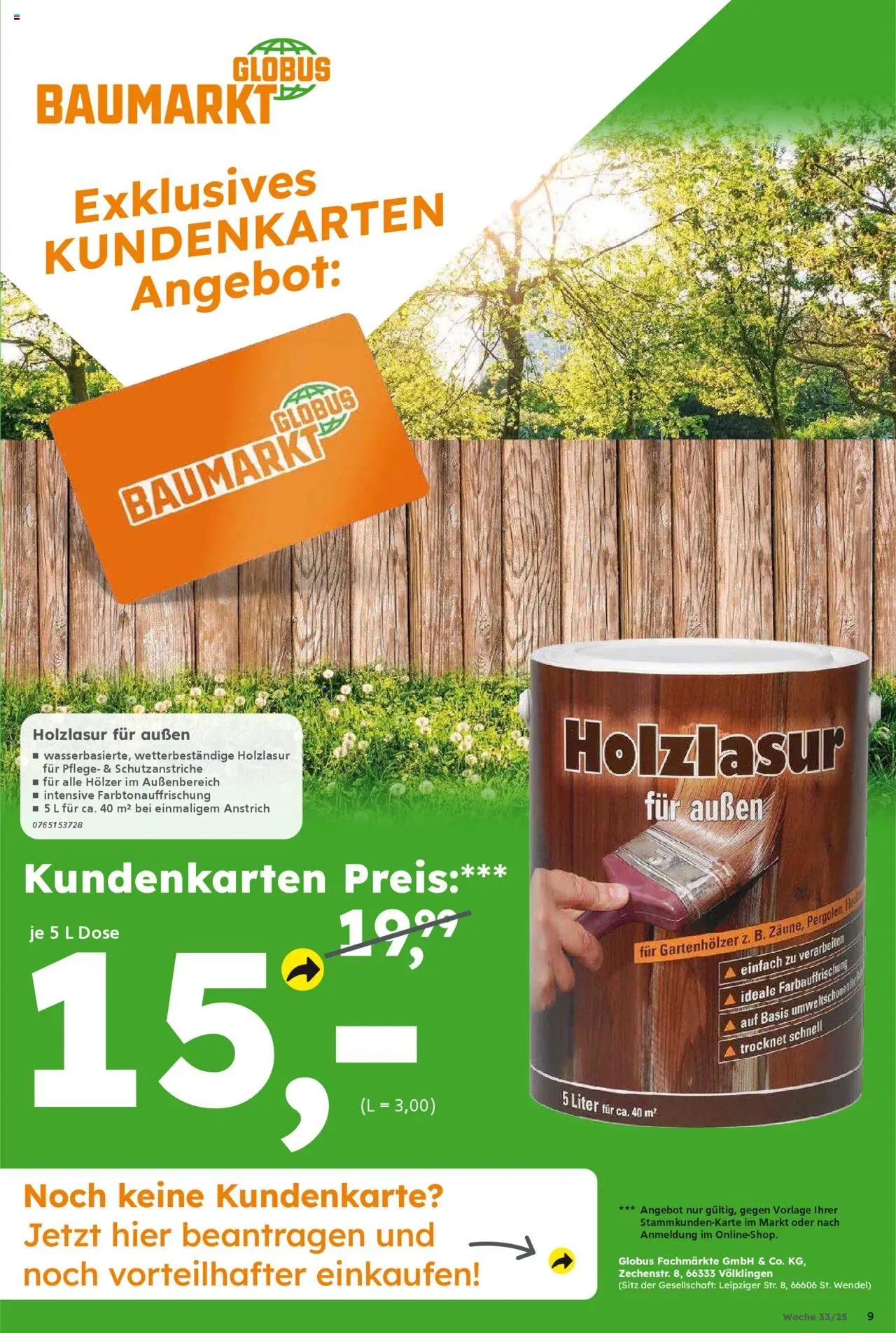 Globus Baumarkt Prospekt 	 - gültig ab dem 11.08.2025 | Seite: 9