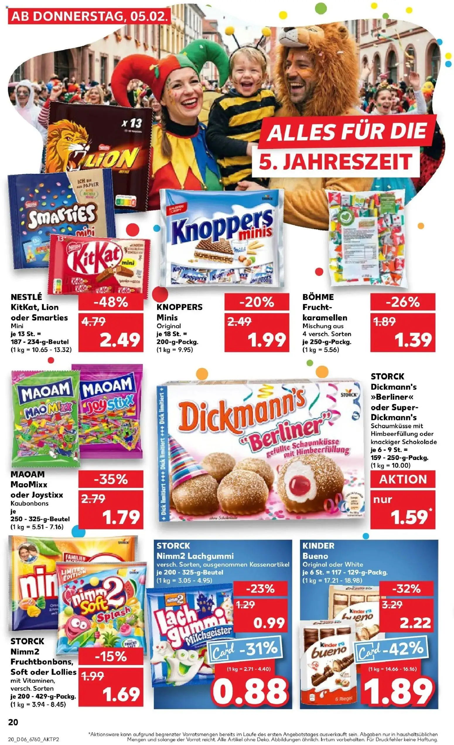 Kaufland prospekt Naila	 – gültig ab 09.02.2026 | Seite: 20 | Produkte: Berliner, Schokolade, Kinder bueno, Knoppers