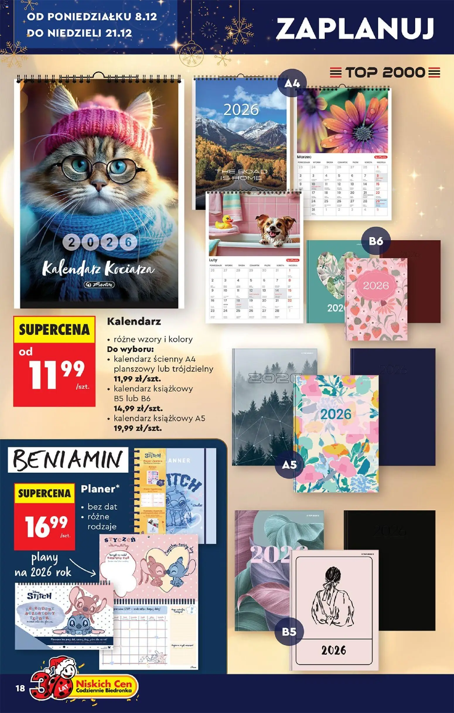 Biedronka gazetka - Hity i inspiracje od 06.12.2025 | Strona: 18 | Produkty: Top, Kalendarz