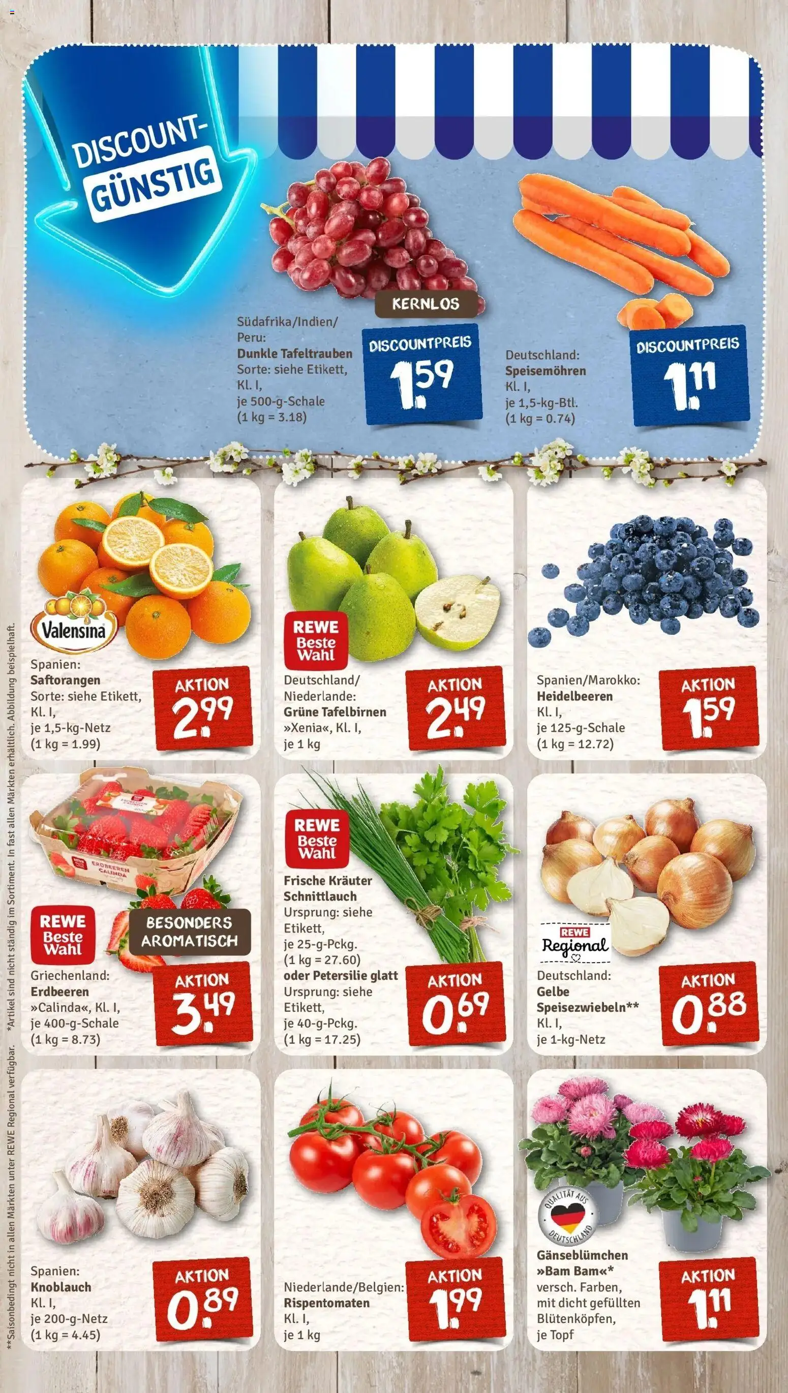 Rewe Prospekt Weiden	 – gültig ab 30.03.2026 | Seite: 6 | Produkte: Heidelbeeren, Valensina, Petersilie, Erdbeeren