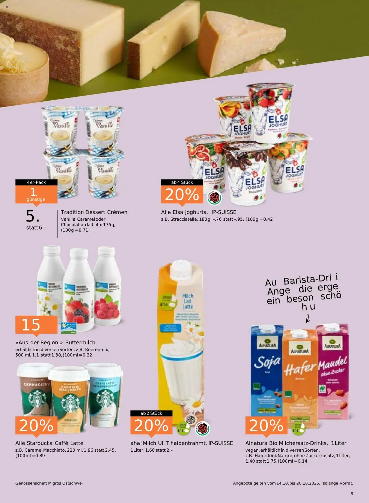 Migros Aktionen – gültig ab 14.10.2025 | Seite: 9 | Produkte: Buttermilch, Milch, Joghurt, Zucker
