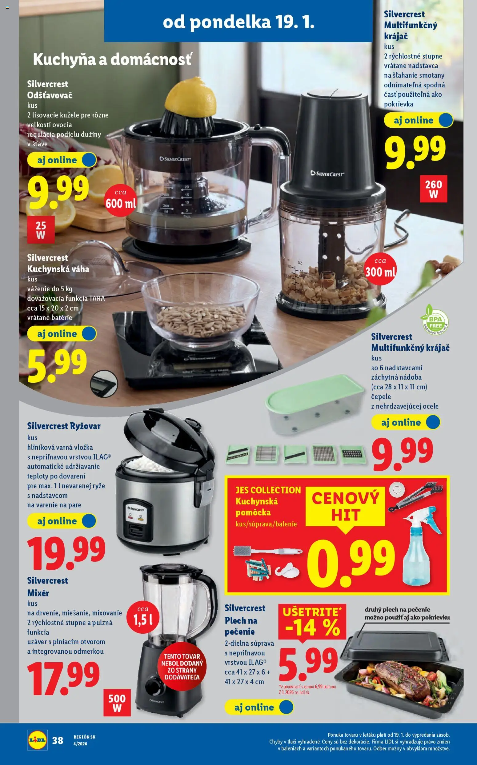Nové Lidl akcie – leták je platný od 19.01.2026 | Strana: 50 | Produkty: Kuchyňa, Mixér, Odšťavovač, Váha