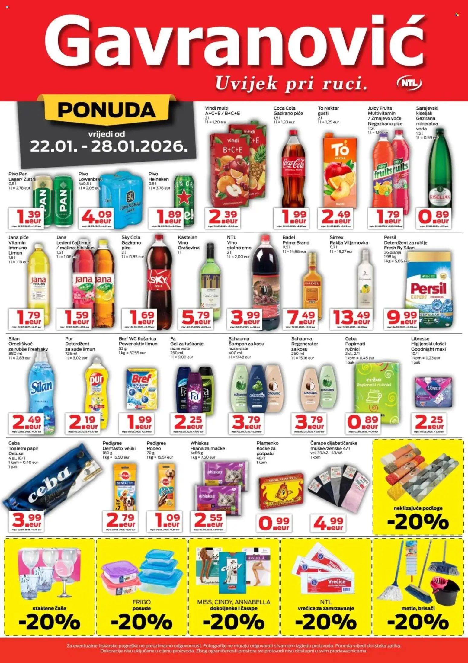 Gavranović katalog | vrijedi od 22.01.2026 | Stranica: 4 | Proizvodi: Heineken, Toaletni papir, Limun, Persil