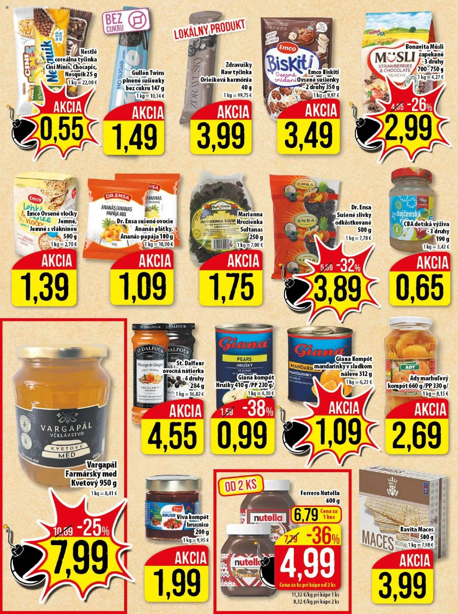 Nové Klas akcie – leták je platný od 09.03.2026 | Strana: 15 | Produkty: Vločky, Slivky, Sušené slivky, Nesquik
