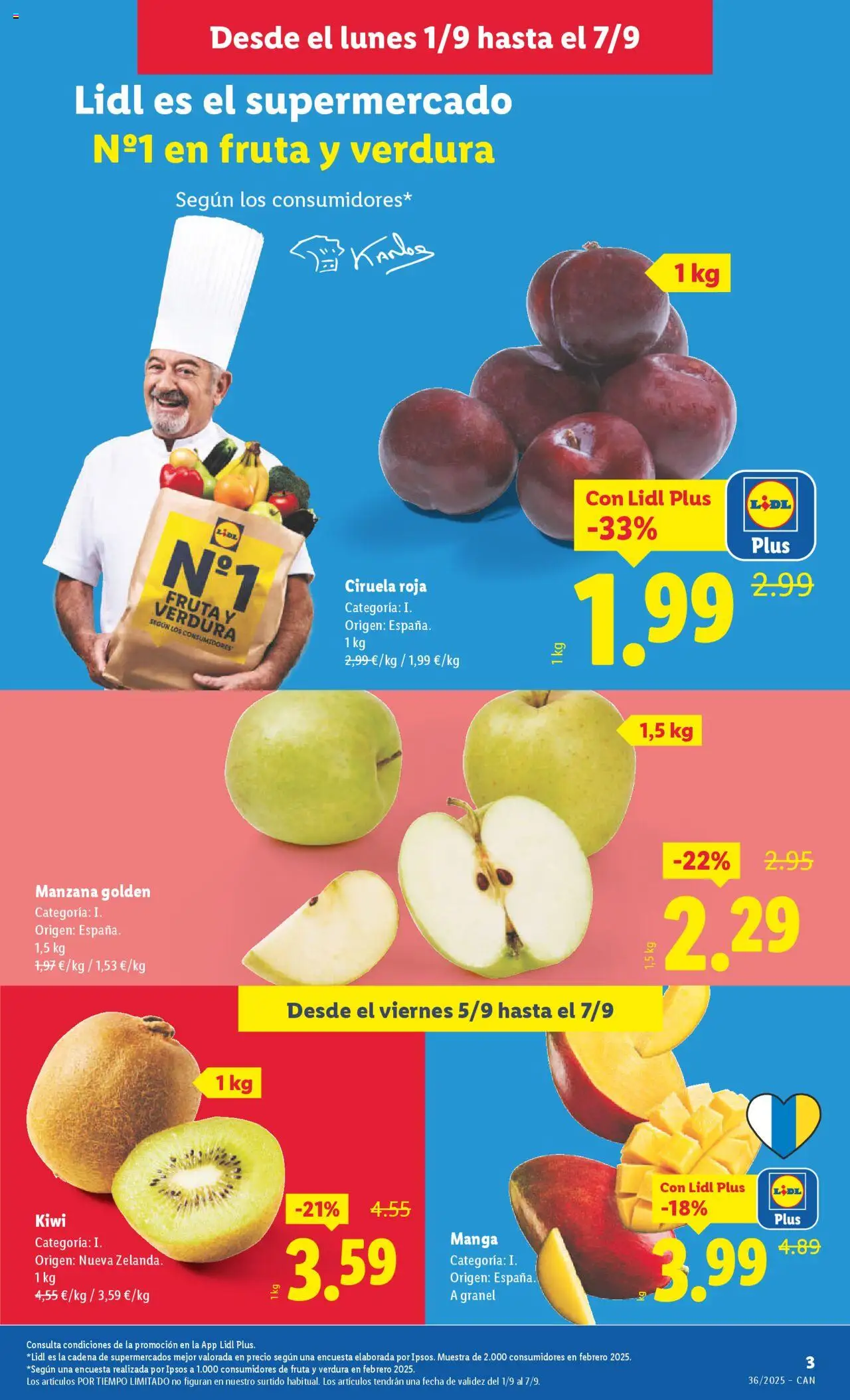 Lidl - Canarias │ válido desde el 01.09.2025 | Página: 5 | Productos: Kiwi, Manzana