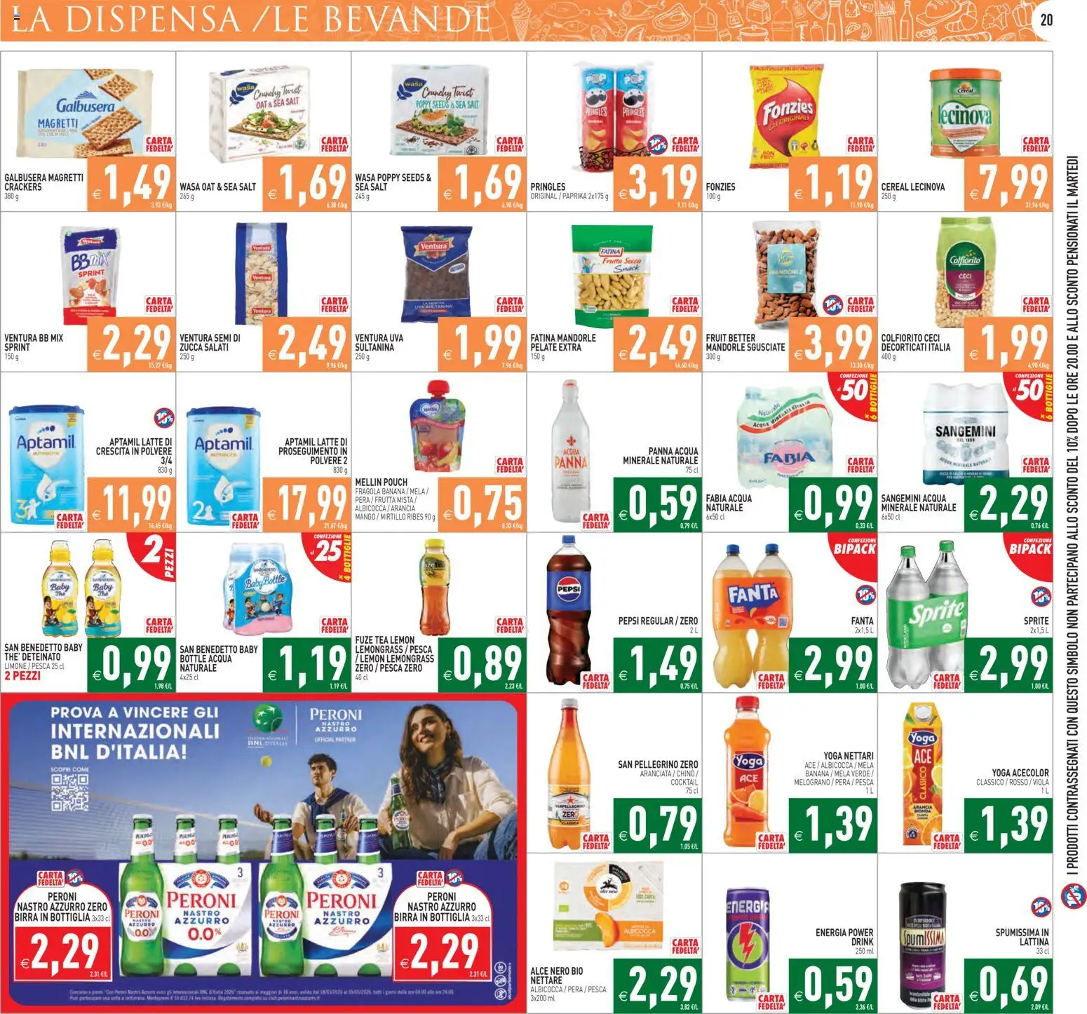 Volantino PIM Supermercati del 07.04.2026 | Pagina: 20 | Prodotti: Birra, Panna, Acqua naturale, Fanta