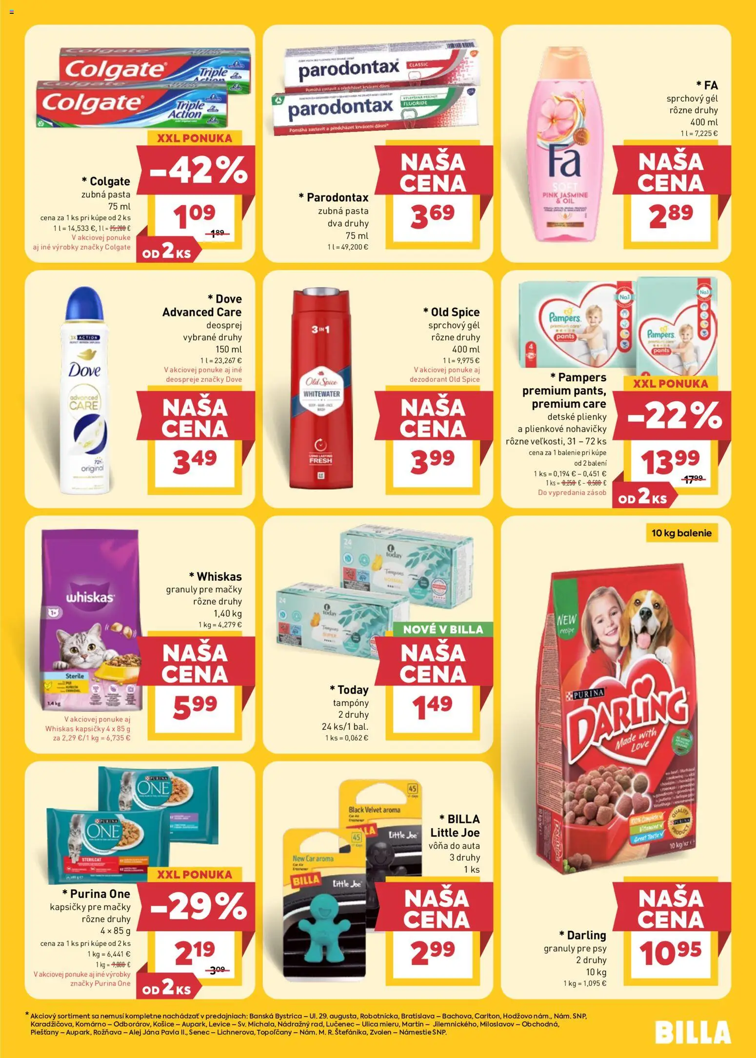 Nové Billa akcie – leták je platný od 29.04.2026 | Strana: 25 | Produkty: Sprchový gél, Whiskas, Nohavičky, Pampers