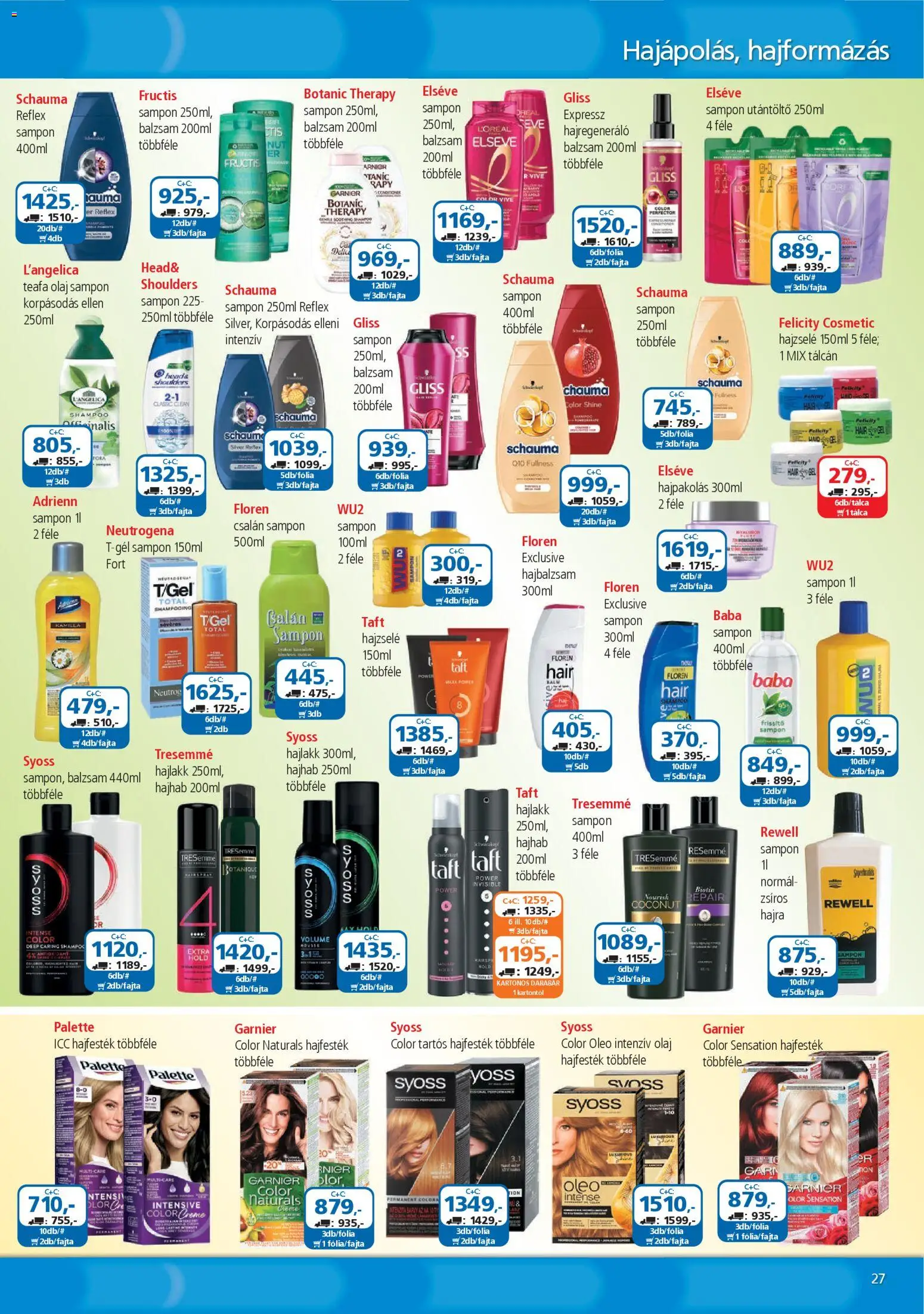 ÁRKLUB akciós ujság - amely érvényes a következő dátumtól: 01.11.2025 | Oldal: 27 | Termékek: Hajhab, Hajfesték, Sampon, Hajlakk