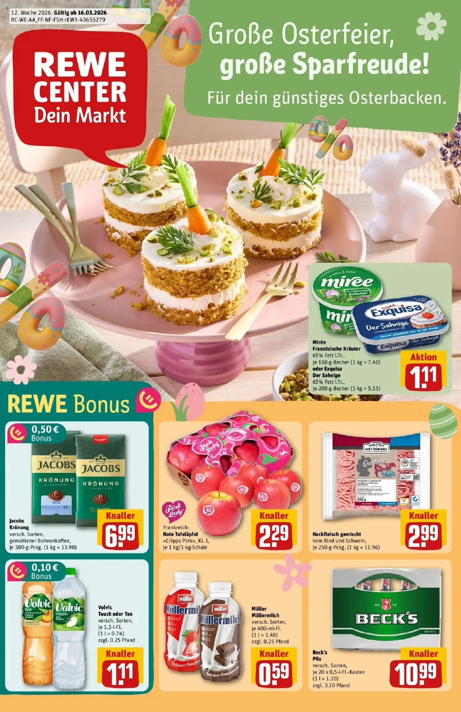 Rewe Prospekt Mechernich / Kommern	 – gültig ab 15.03.2026 | Seite: 1 | Produkte: Pils, Volvic touch, Tee, Hackfleisch