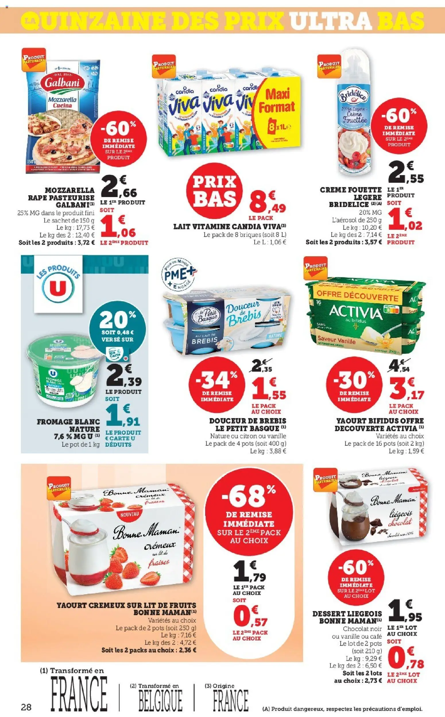 {H1} | Page: 28 | Produits: Mozzarella, Fromage blanc, Fraises, Crème