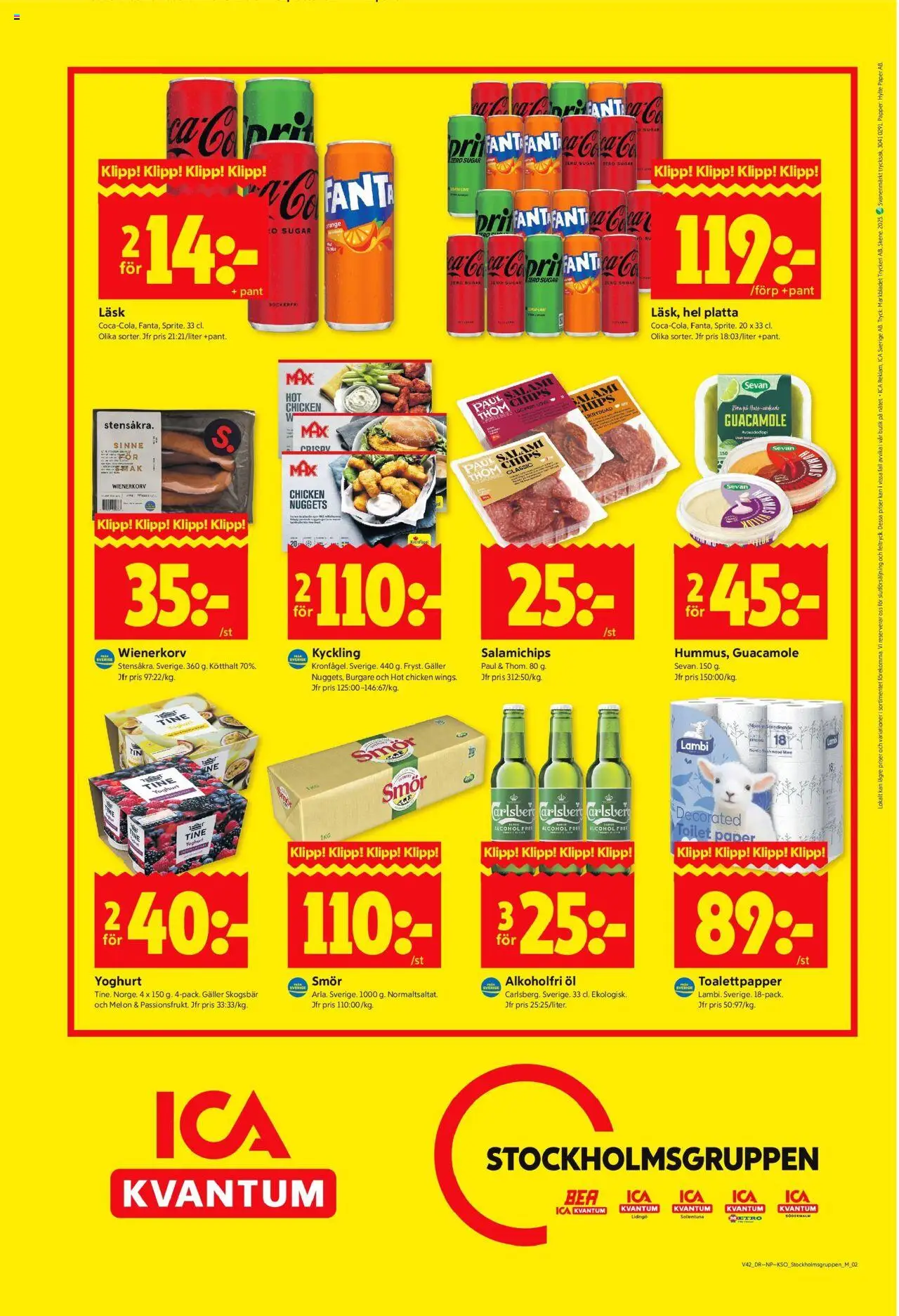ICA Kvantum reklamblad aktuell från 13.10.2025 | Sida: 10 | Produkter: Chips, Smör, Guacamole, Salami