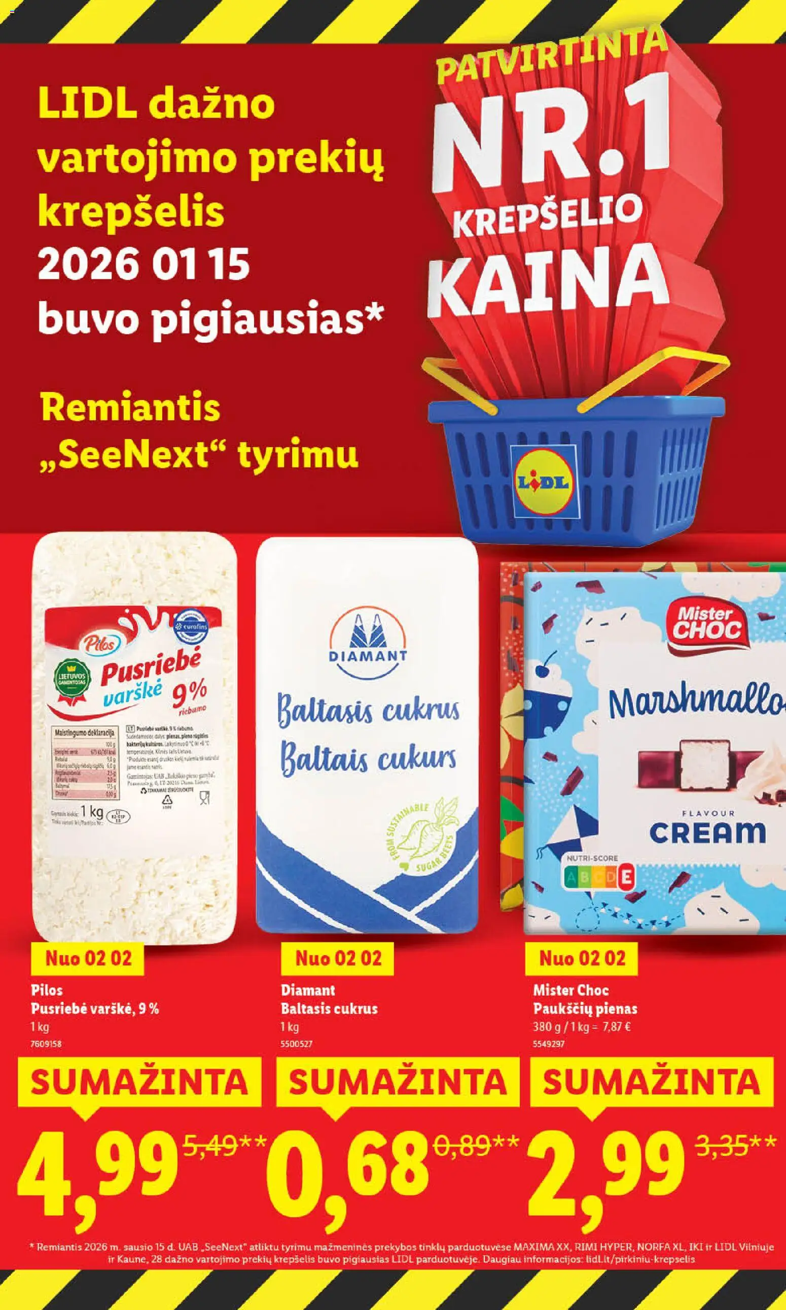 LIDL akcijos nuo 02.02.2026 | Puslapis: 2 | Prekių: Pienas, Varškė, Krepšelis, Cukrus