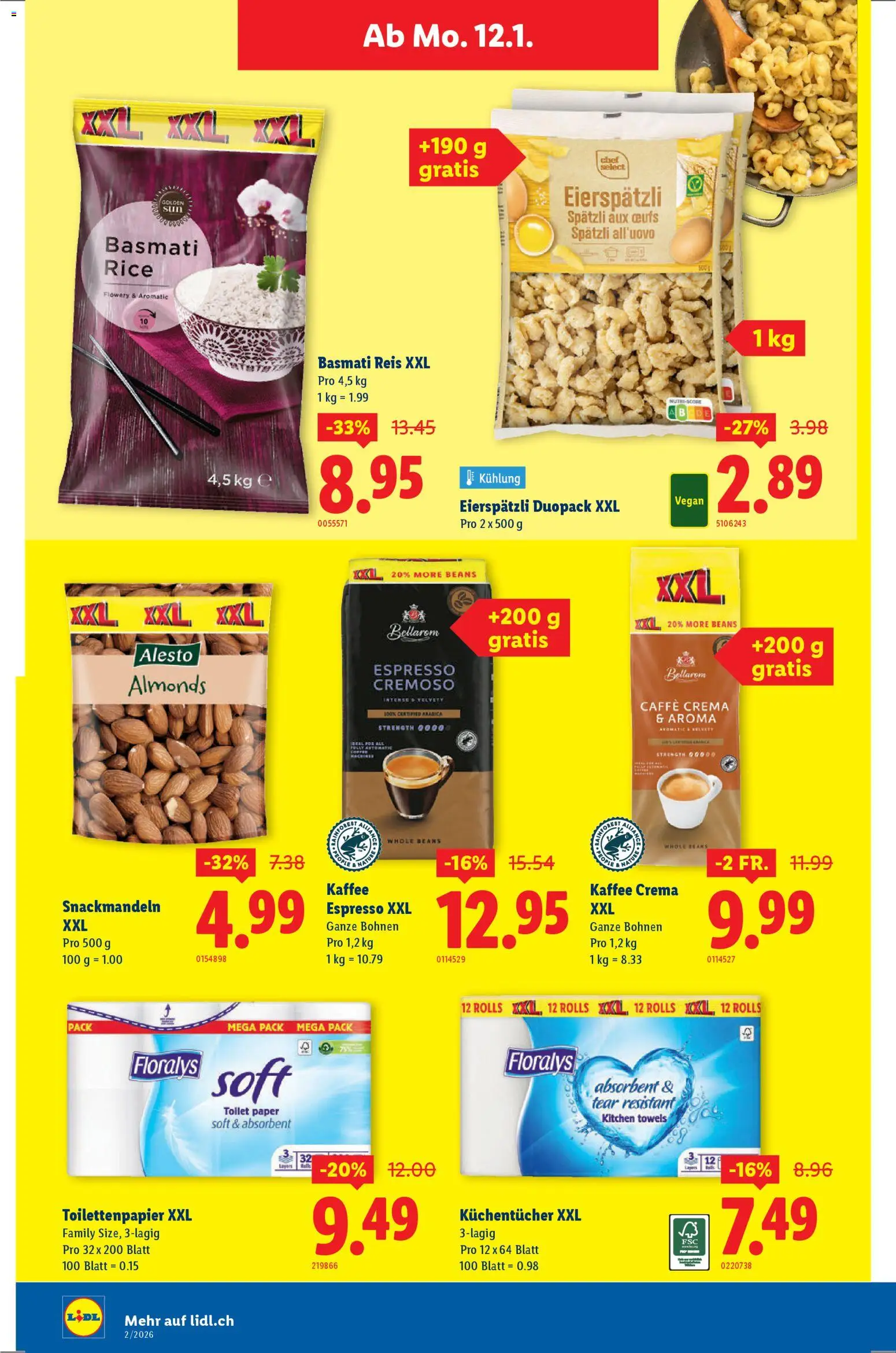 Lidl Aktionen – gültig ab 08.01.2026 | Seite: 24 | Produkte: Kaffee, Reis, Toilettenpapier