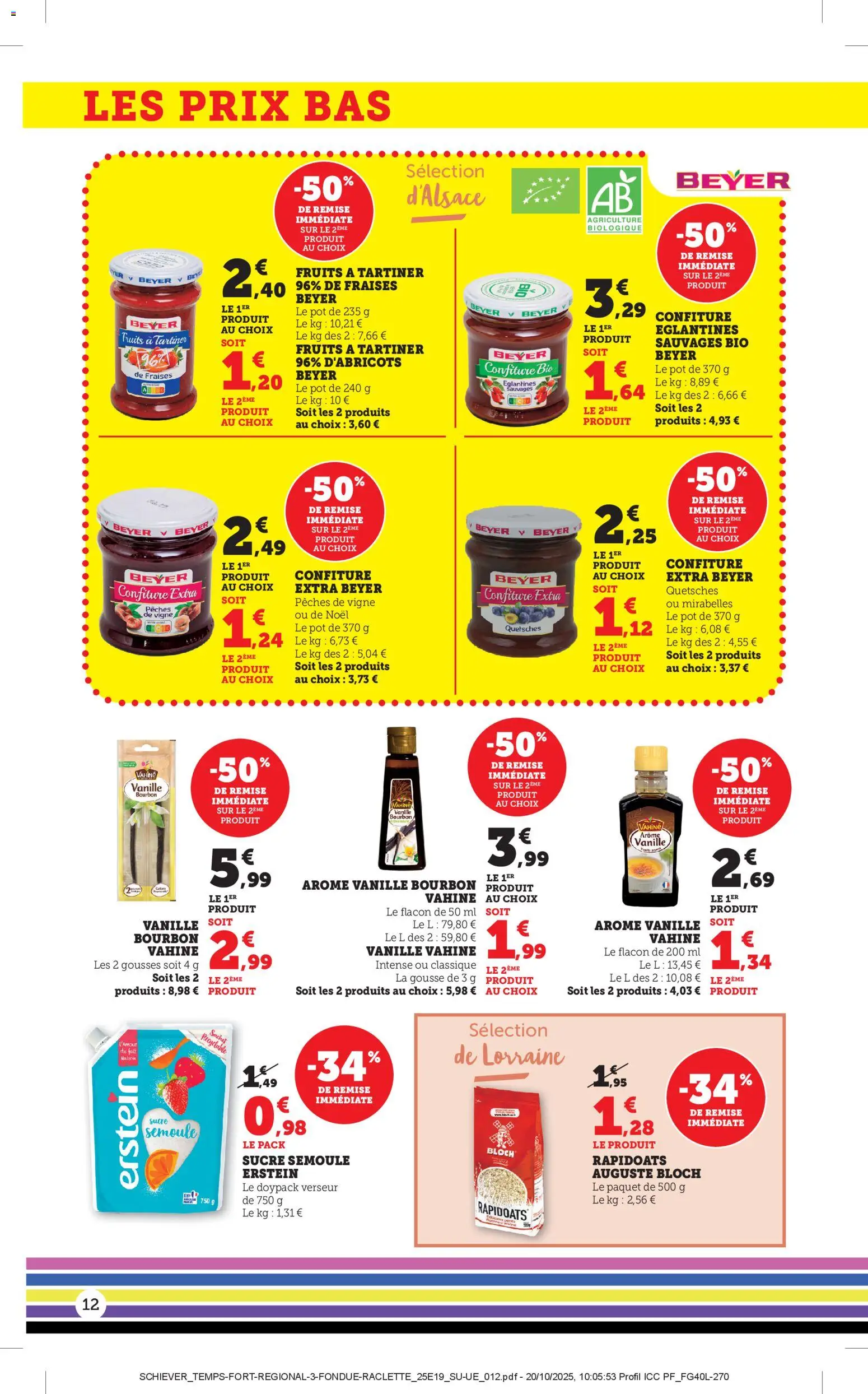 {H1} | Page: 12 | Produits: Sucre, Semoule, Bourbon, Fraises