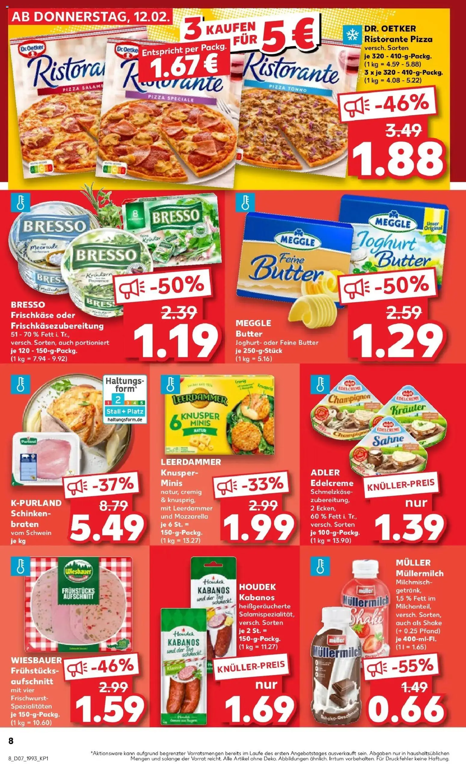 Kaufland prospekt Marktredwitz	 – gültig ab 12.02.2026 | Seite: 16 | Produkte: Butter, Leerdammer, Müllermilch, Schinken