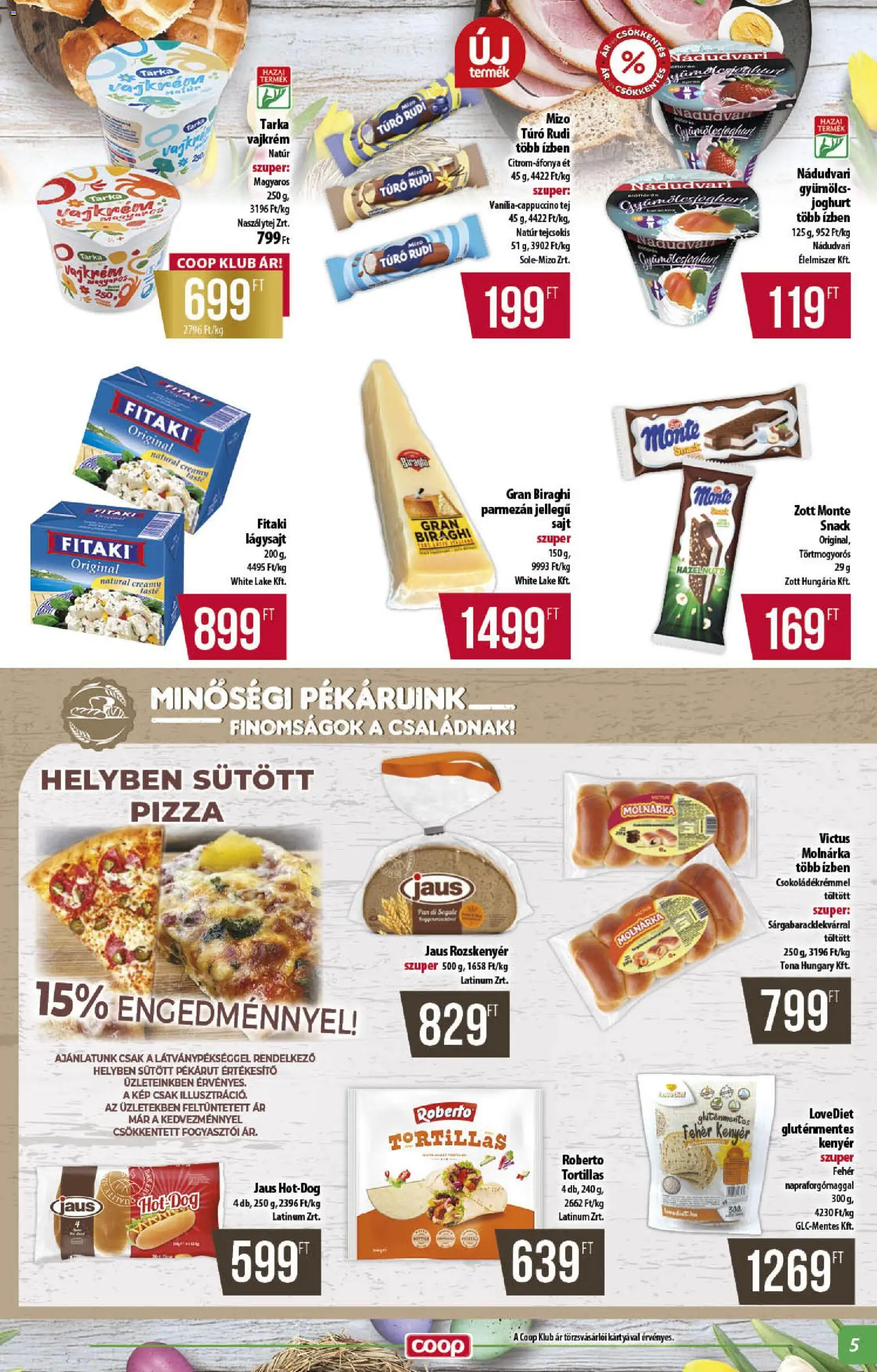 COOP akciós ujság - amely érvényes a következő dátumtól: 26.03.2026 | Oldal: 5 | Termékek: Tej, Kenyér, Gluténmentes, Túró
