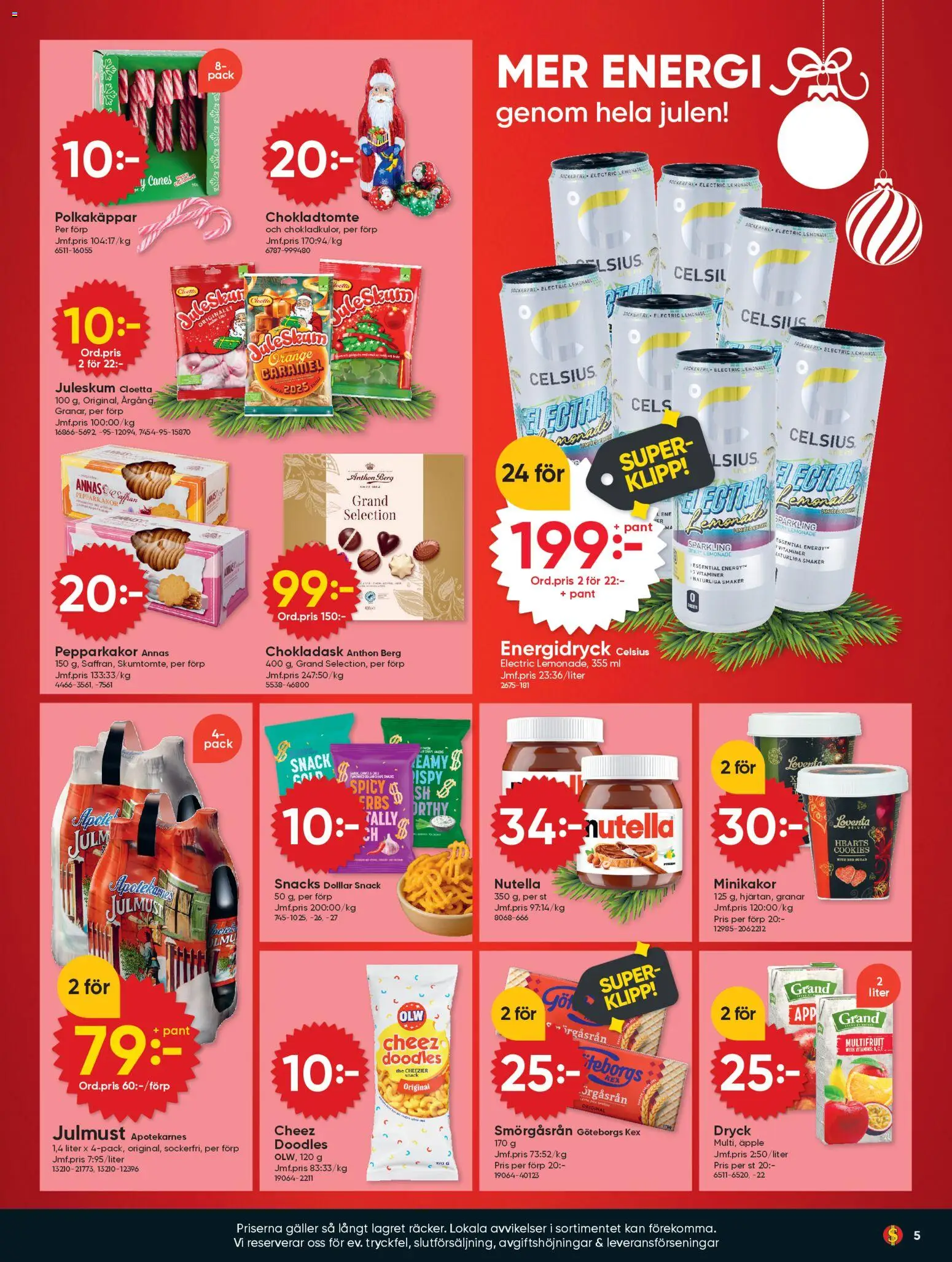 Dollar Store reklamblad aktuell från 15.12.2025 | Sida: 5 | Produkter: Galler, Energidryck, Äpple