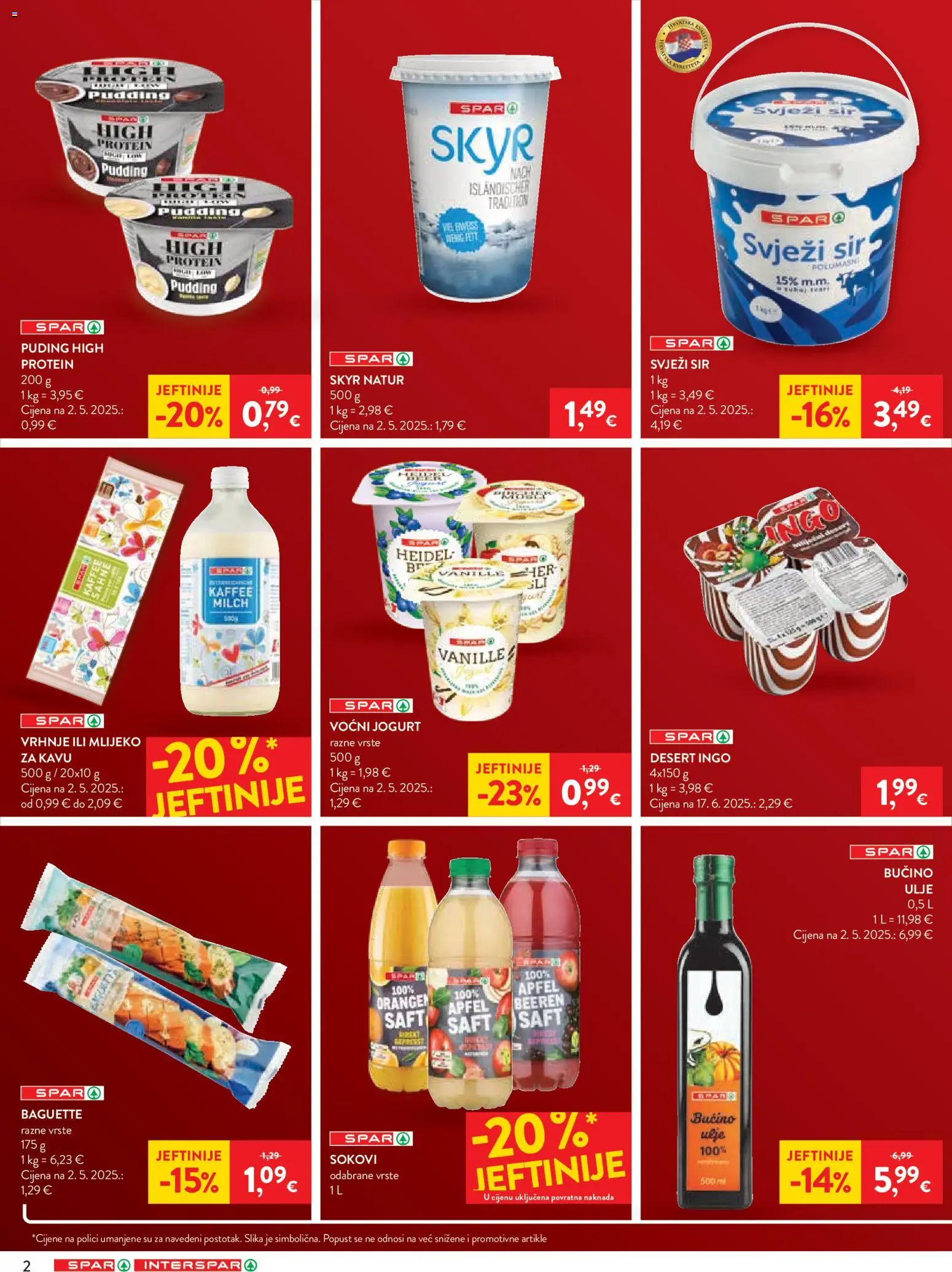 Spar katalog | vrijedi od 25.02.2026 | Stranica: 2 | Proizvodi: Mlijeko, Ulje, Voćni jogurt, Puding