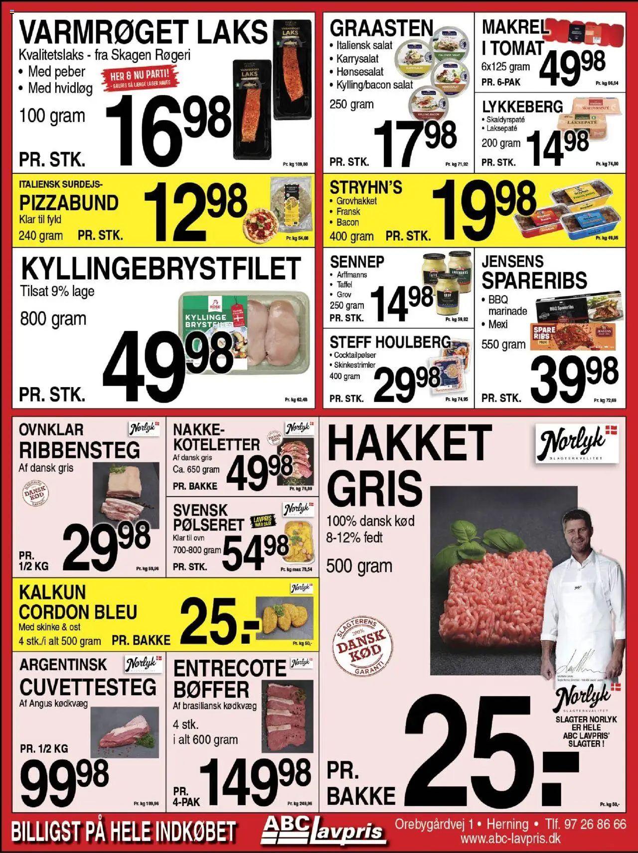 Abc Lavpris tilbudsavis – gyldig fra 08.10.2025 | Side: 4 | Produkter: Ribs, Koteletter, Salat, Entrecote